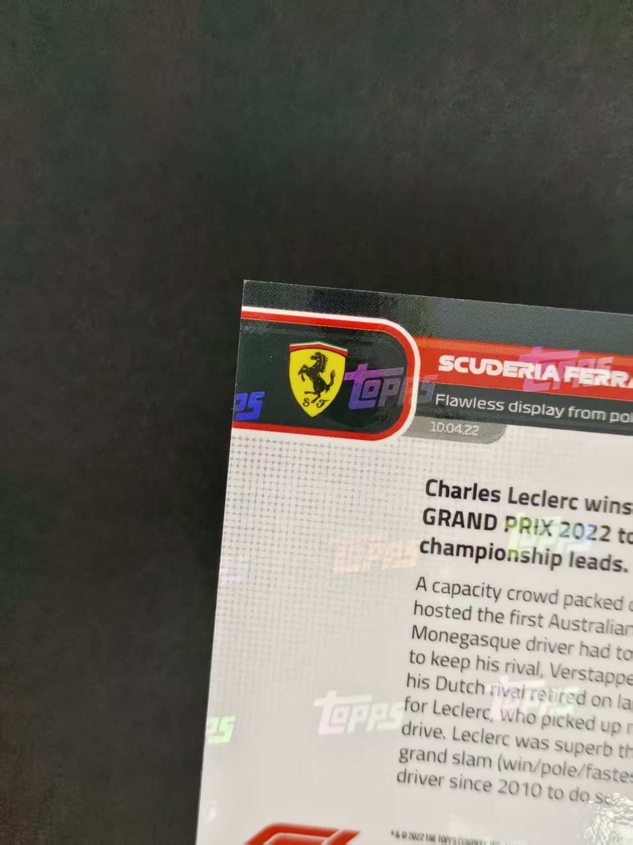 2022 Topps Now Charles Leclerc F1 勒克莱尔 法拉利 一级方程式澳大利亚大奖赛 收藏必备 卡品如图 CH