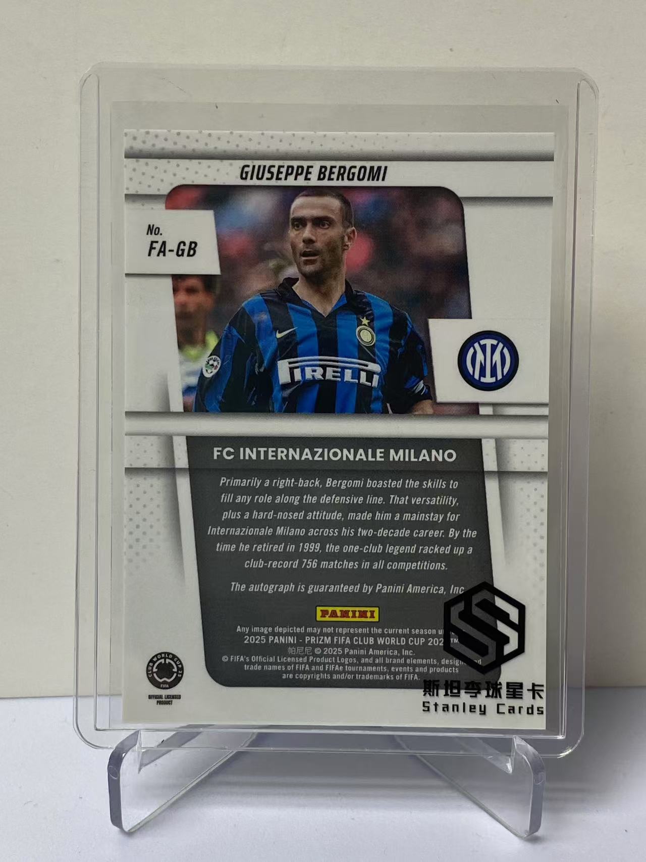 2025 Panini Prizm Giuseppe Bergomi 世俱杯PZ 国际米兰 朱塞佩 贝尔戈米 意大利 签字 墨迹如图 收藏必备 卡品如图 9527