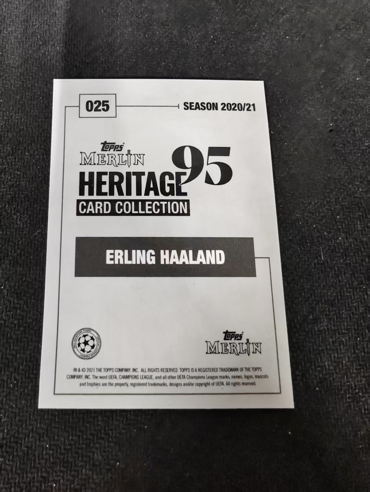 【可合并,不累计】2021 Topps Merlin 梅林95 ERLING HAALAND 哈兰德 多特蒙德 划痕 边角瑕疵 #25