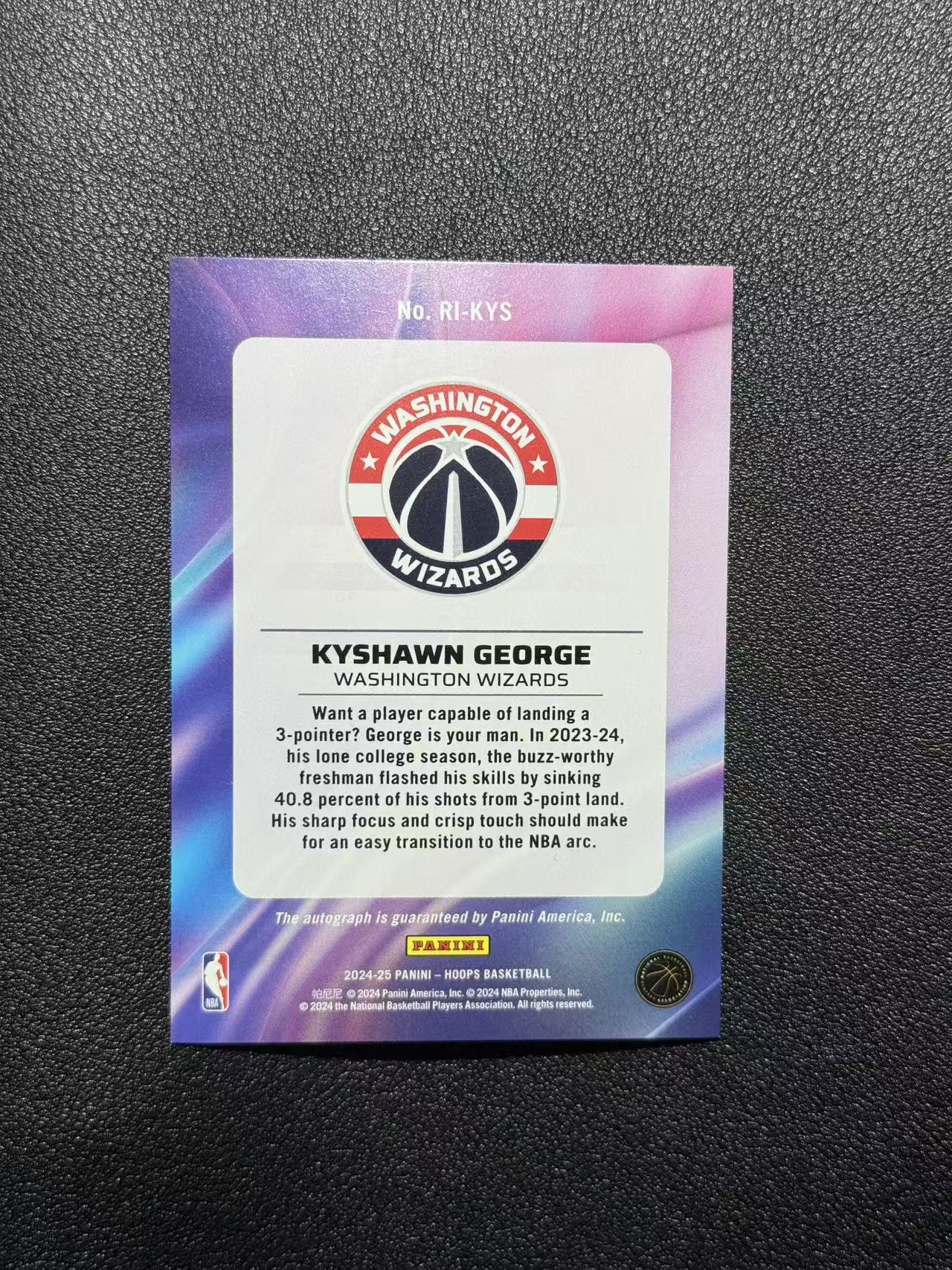 2024-25 Panini NBA Hoops Kyshawn George RC 【免费代卖】奇才 凯肖恩 乔治 新秀 rc 折射 签字 INK签 专收必备 未来可期