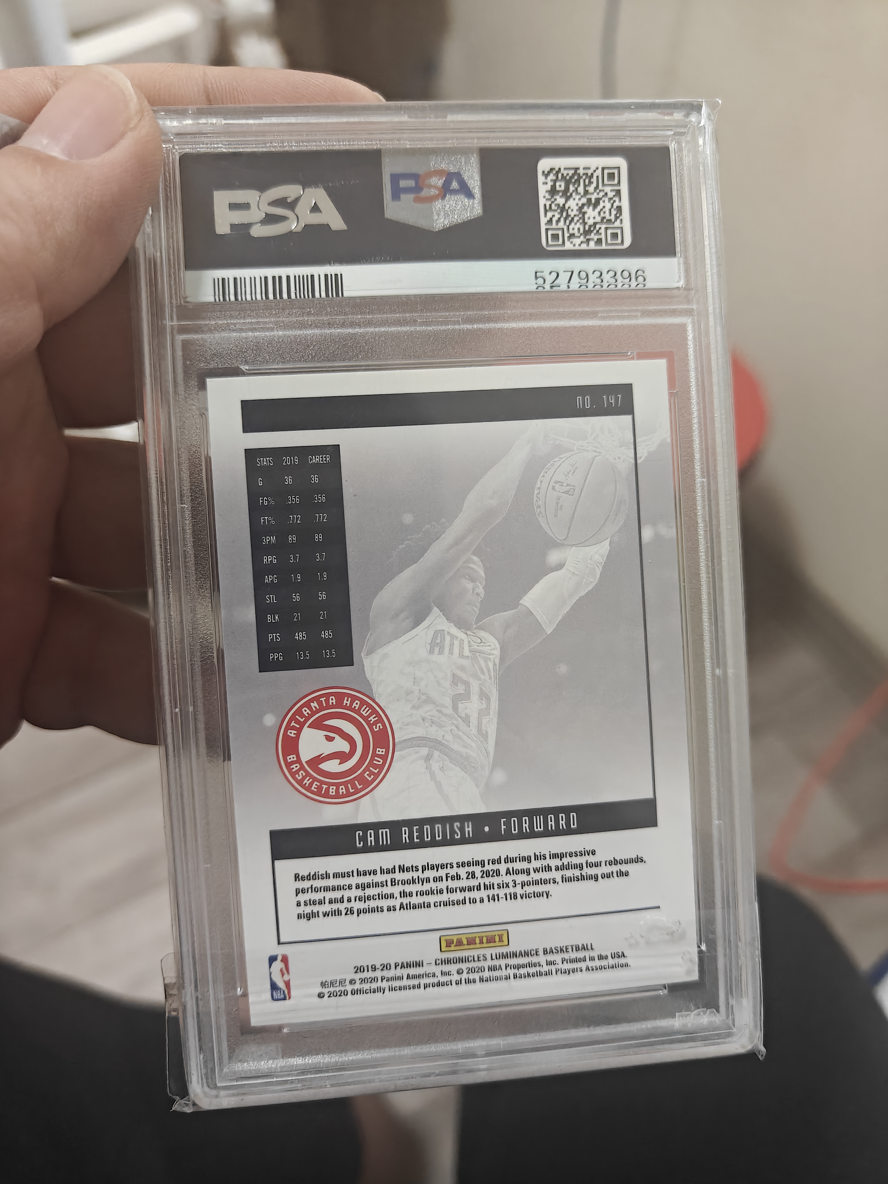 2019-20 Panini Chronicles Cam Reddish RC #147 PSA9 新秀年 选秀年 rookie 骑士 大腿 加兰 小聚光灯 绿平行 大比例 专收必备