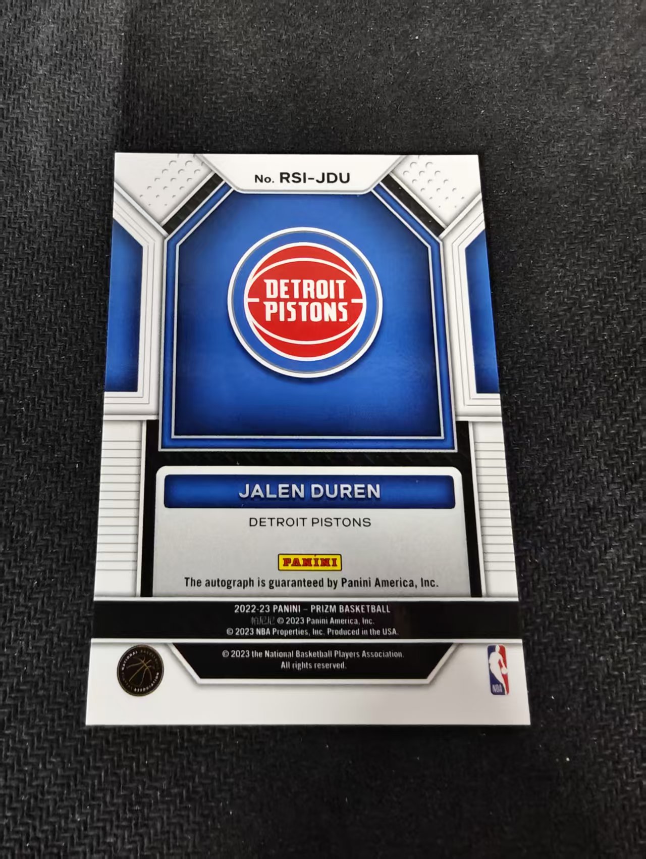 2022-23 Panini Prizm Jalen Duren RC 活塞 杰伦 杜伦 签字 新秀 全明星 内线大闸 瑕疵如图