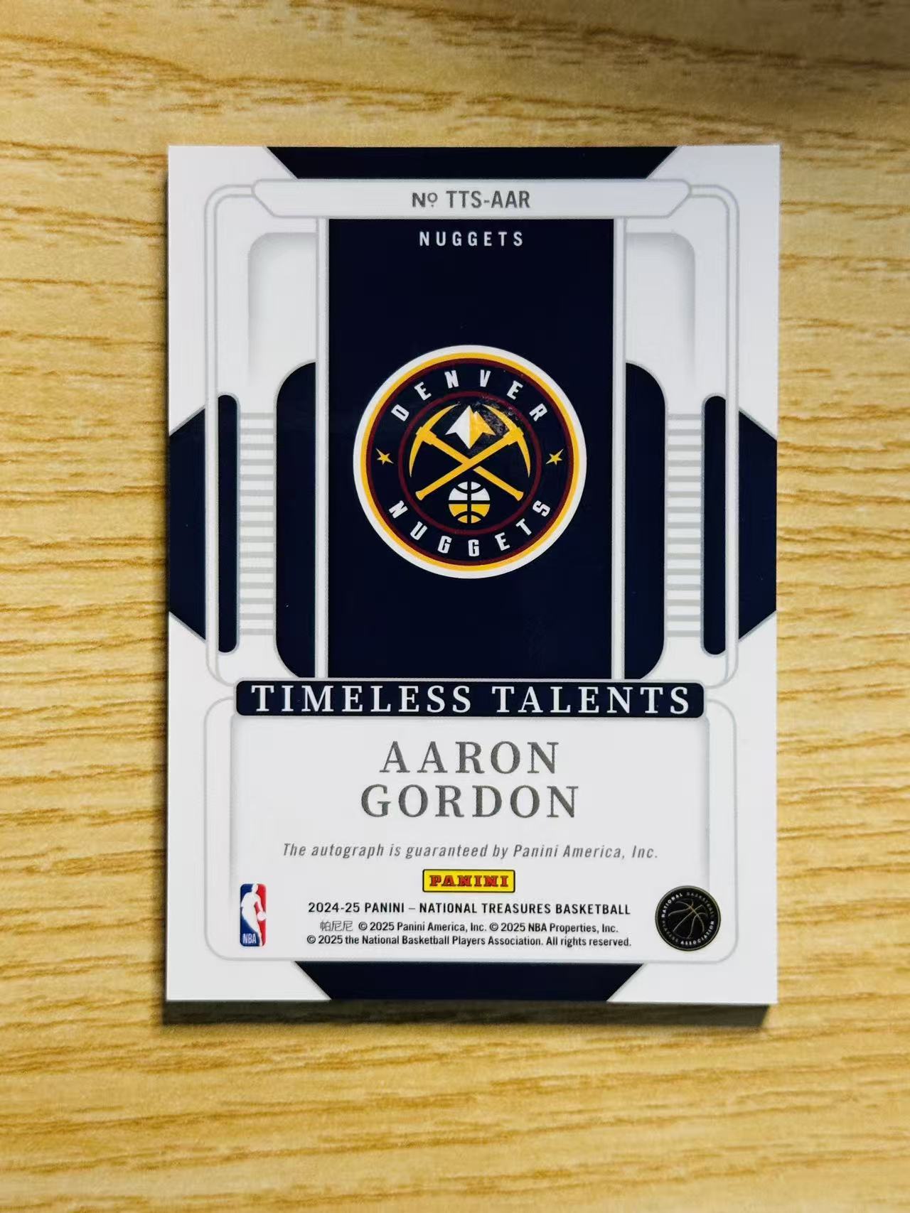 2024-25 Panini National Treasures Aaron Gordon 阿隆 戈登 国宝 签字 卡签 掘金 20/24编