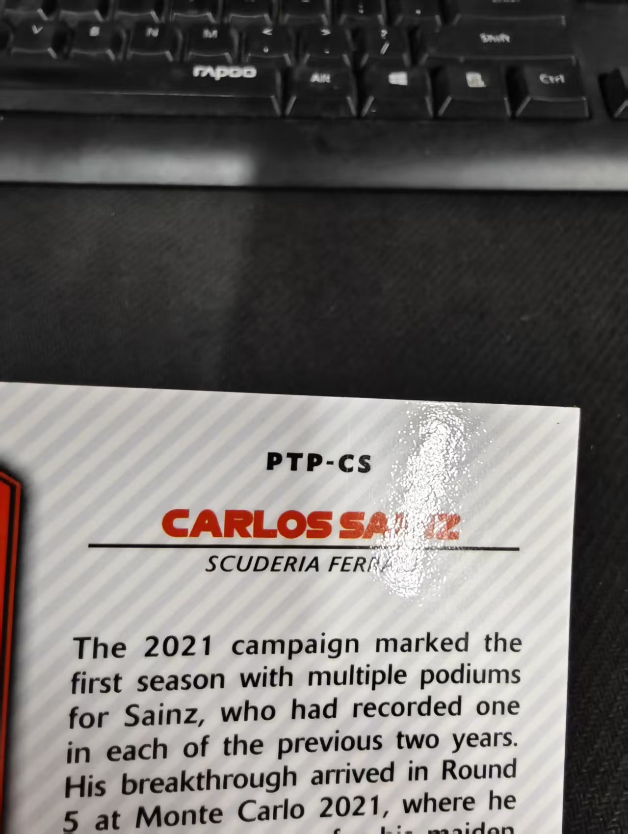 【可合并,不累计】2021 Topps Chrome Carlos Sainz F1 法拉利车队 卡洛斯 赛恩斯 银折 the podium特卡 边角瑕疵 #CS