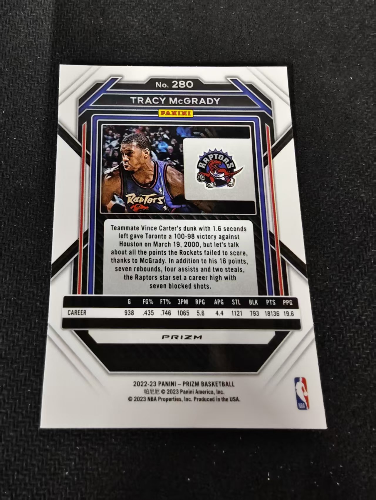 2022-23 Panini Prizm Tracy McGrady PZ 特雷西 麦克格雷迪 麦迪 猛龙 hyper折 PZ 划痕 边角瑕疵 #280