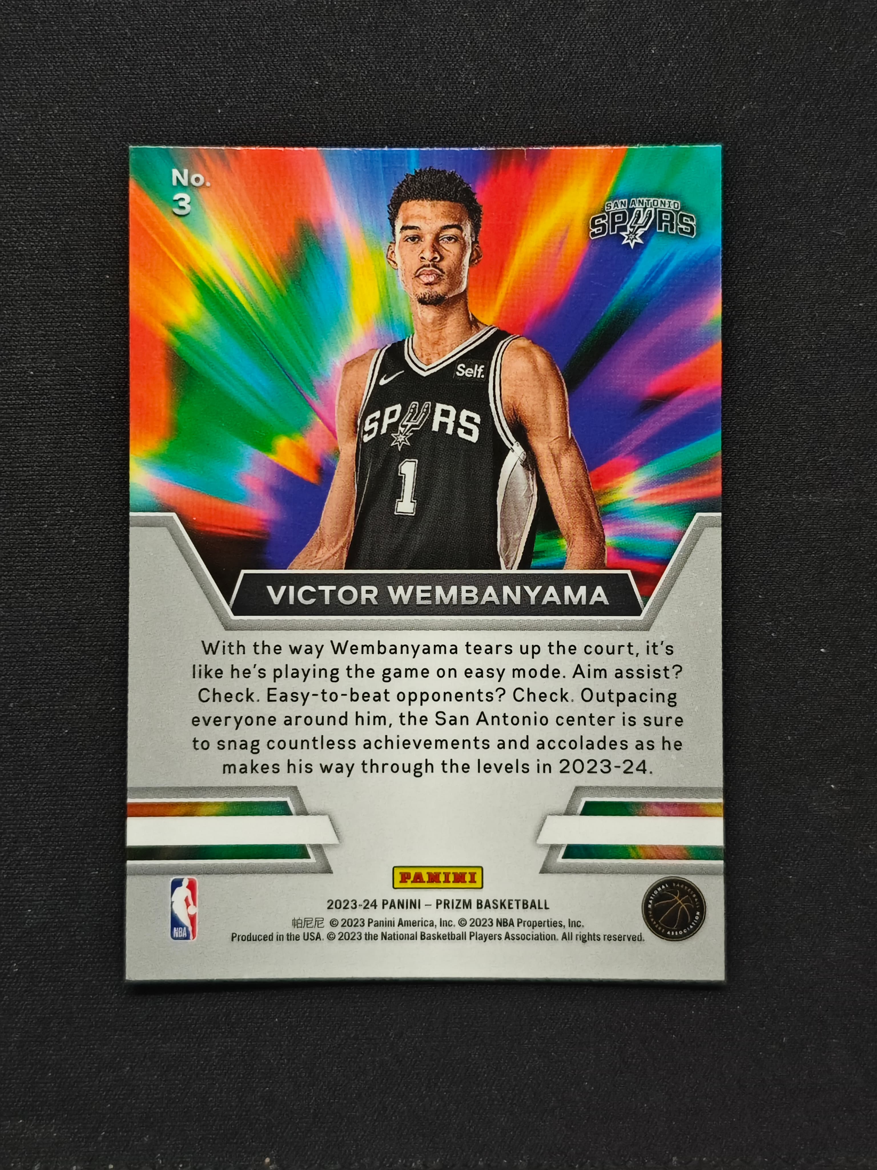 2023-24 Panini Prizm Victor Wembanyama 【芒果拍卖】PZ 马刺 新秀 文班亚马 特卡 #1125耿鬼3