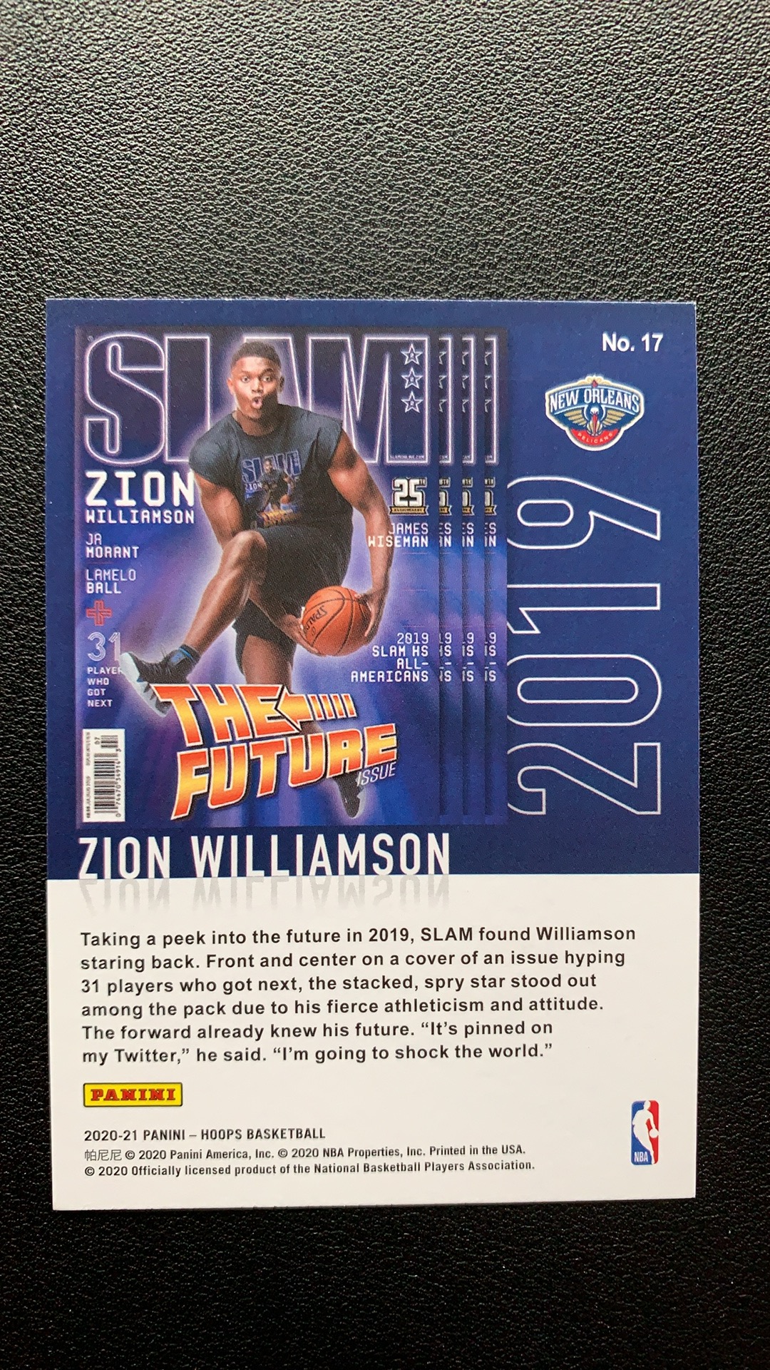 2020-21 Panini Hoops Zion Williamson 《交换大叔 KK175》锡安 威廉姆森 胖虎 鹈鹕 Slam 杂志特卡 凑套必备 多张在拍 不到付
