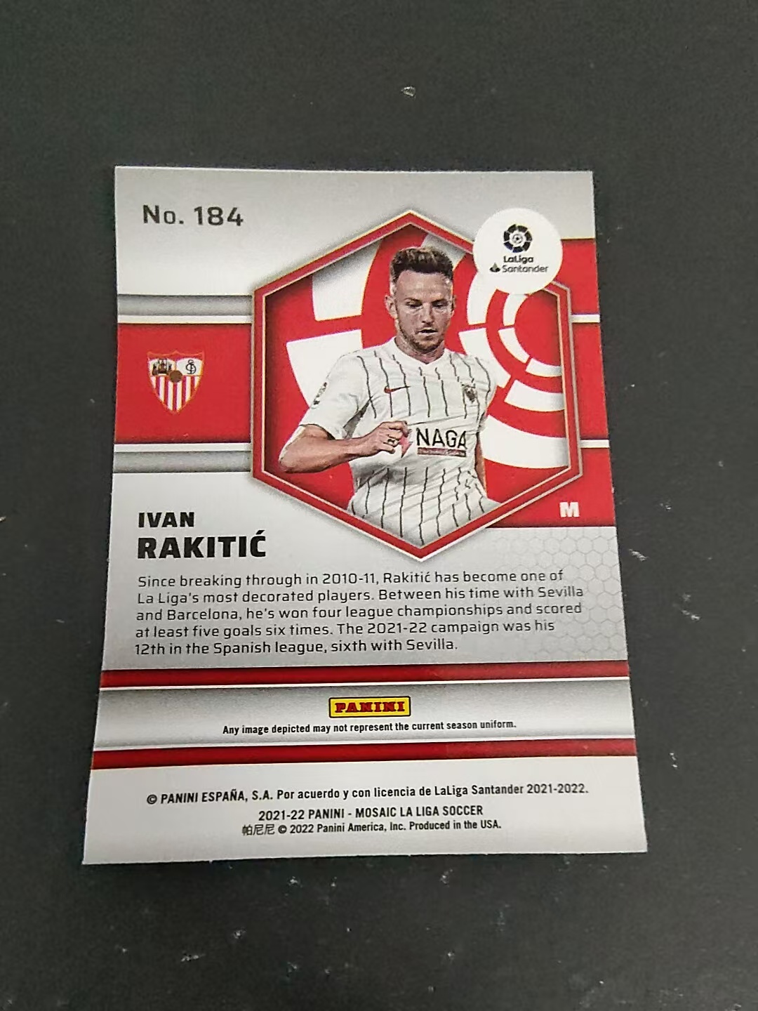 【可合并,不累计】2021-22 Panini Mosaic Ivan Rakitic 西甲 马赛克 塞维利亚 拉基蒂奇 划痕 边角瑕疵 #184