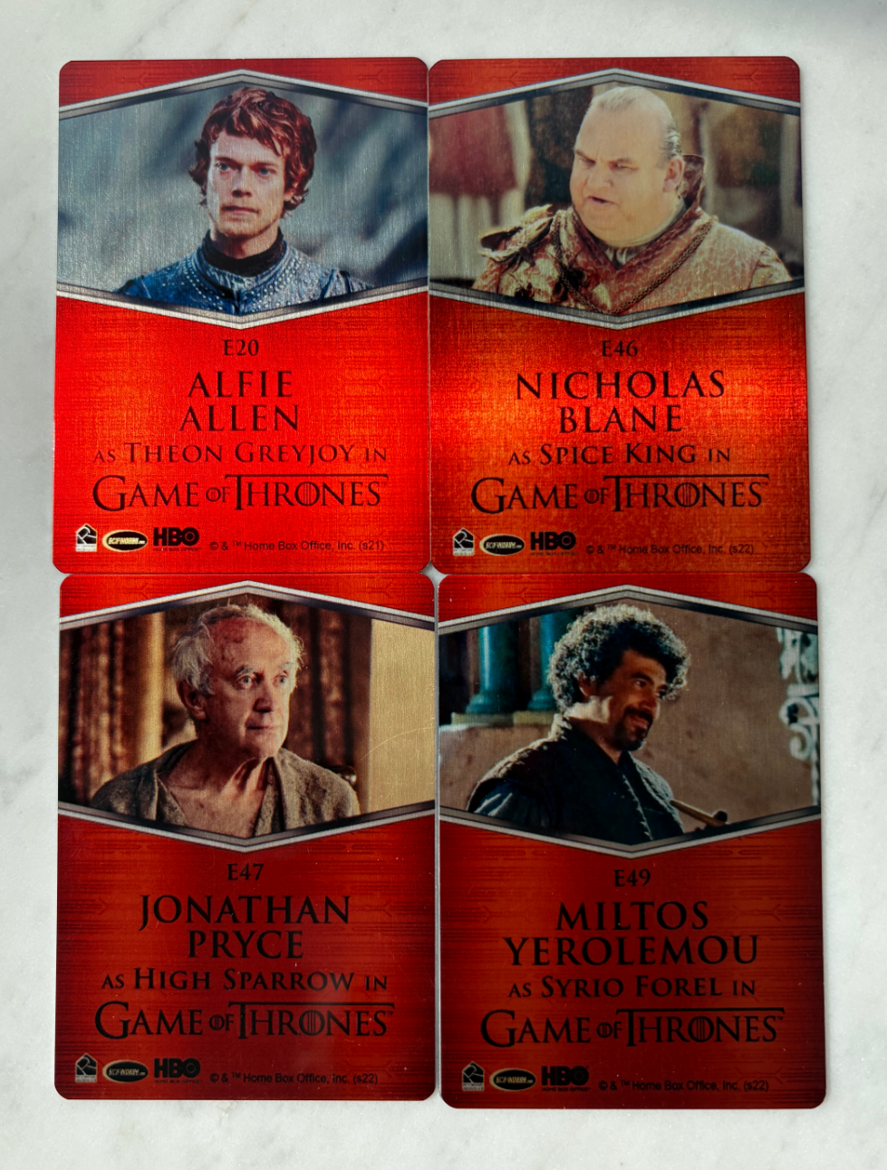 2022 Other Game of Thrones Alfie Allen HBO 权游 权利的游戏 权力的游戏 冰与火之歌 台词铁板Lot *4配置如图 实卡漂亮 凑套必备