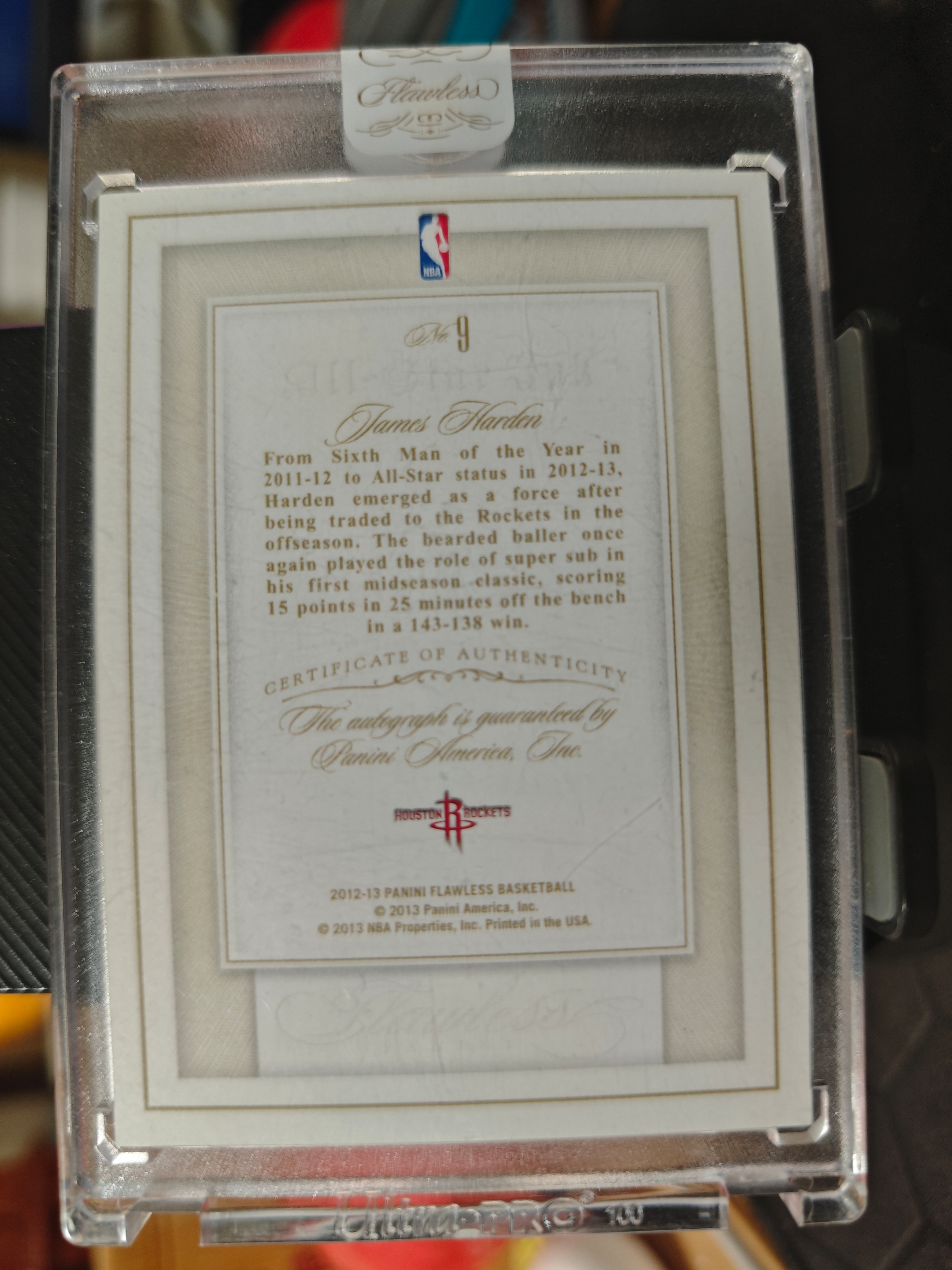 2012-13 Panini Flawless James Harden 手提 元年 卡签 全明星签字 火箭 詹姆斯哈登 13/15编 同背 1/1 原封砖 卡品如图 不累计 顺丰到付 汉堡A25