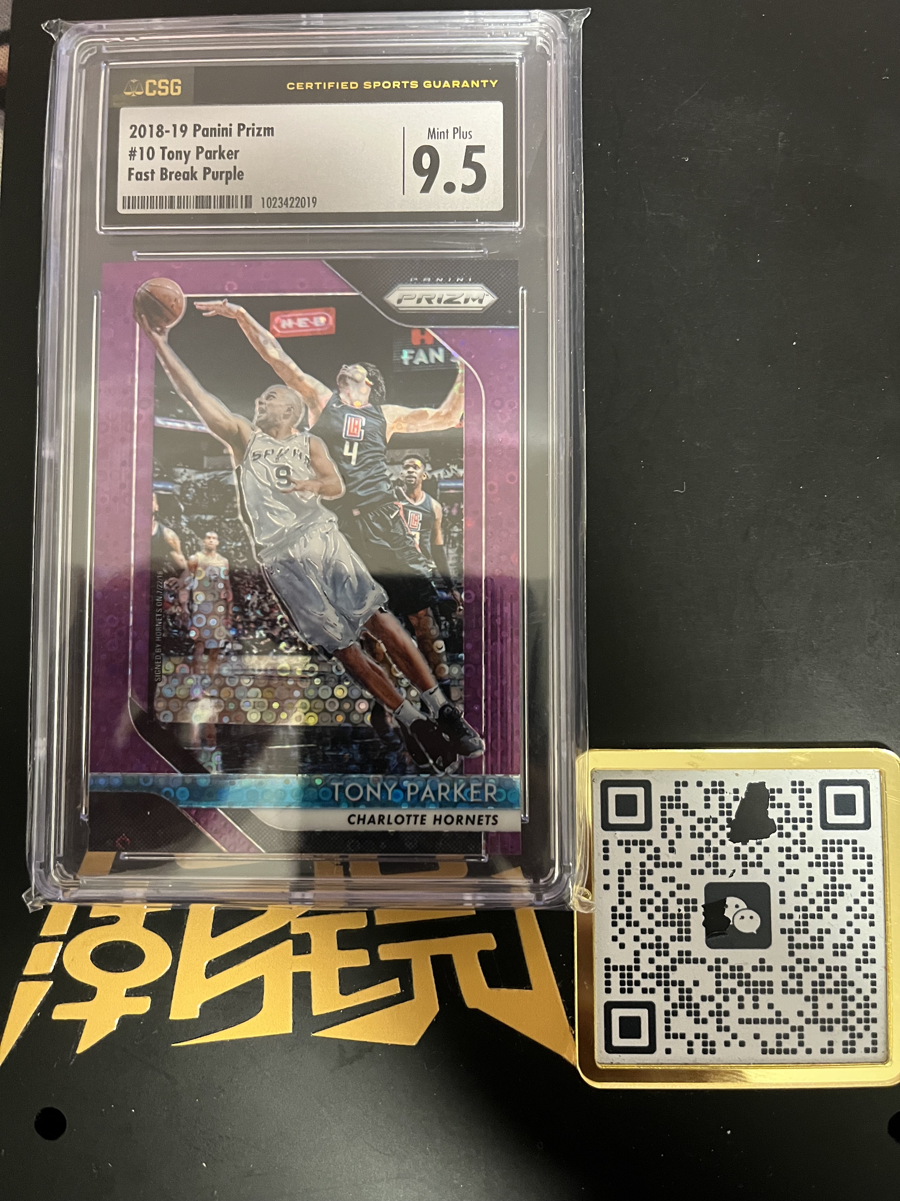 2018-19 Panini Prizm Tony Parker 法国跑车托尼帕克 CSG评级9.5分 值得收藏 PRIZM 紫泡泡折射 29/75编 卡品如图 只合并当日订单 【金叔代拍噗噗】