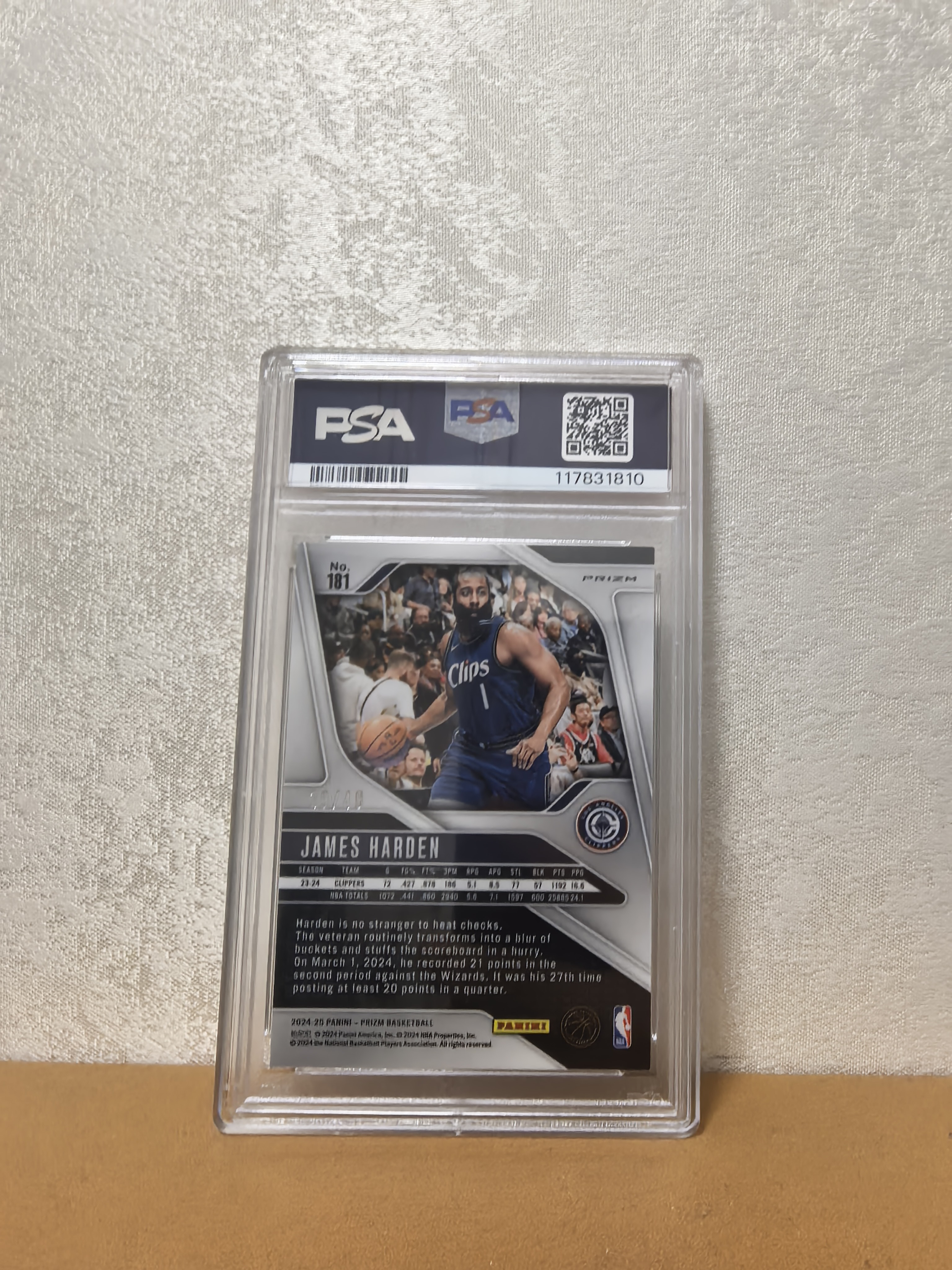 2024-25 Panini Prime James Harden 快船 尽力哥 詹姆斯 哈登 49编中文独占龙鳞折 psa8 收藏必备!