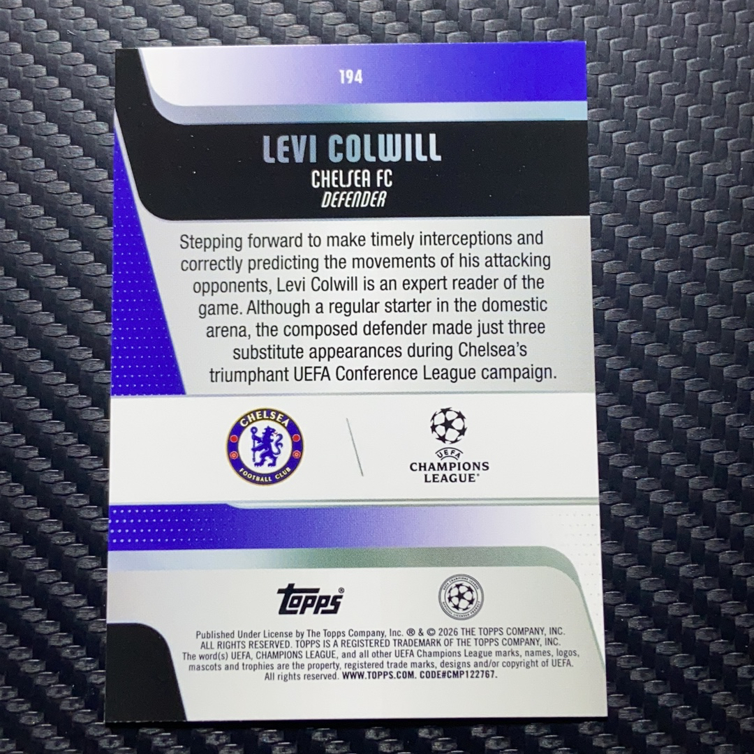 【小牛代拍】2026 Topps colwill 欧冠 ucc 切尔西 科尔维尔 绿折 52/99编 卡品如图(archer)