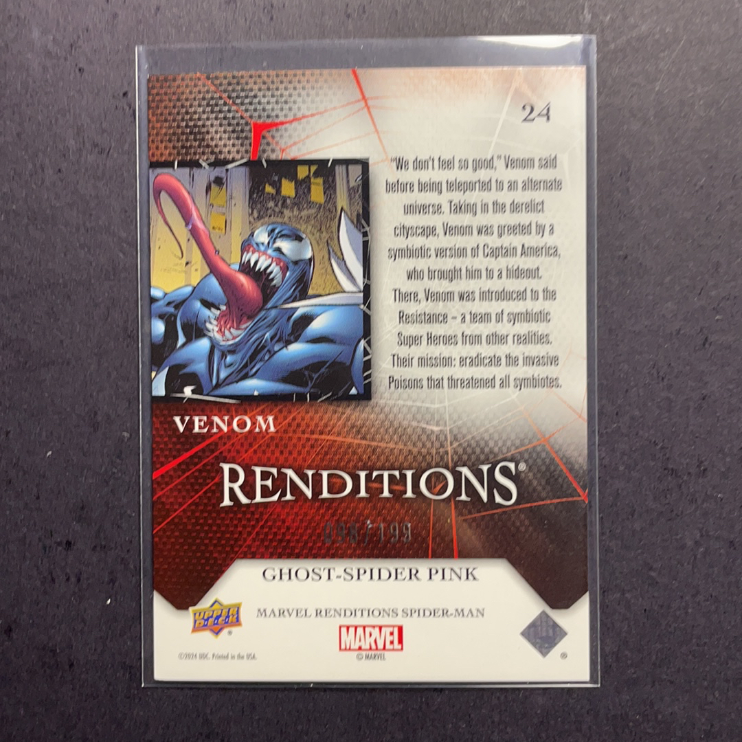 2024 Upper Deck Marvel (MCU) 蜘蛛侠演绎 毒液 格温蜘蛛侠粉碎冰折射199编 base带编平行序号24 2024 UD漫威漫画蜘蛛侠Renditions 粉条代拍