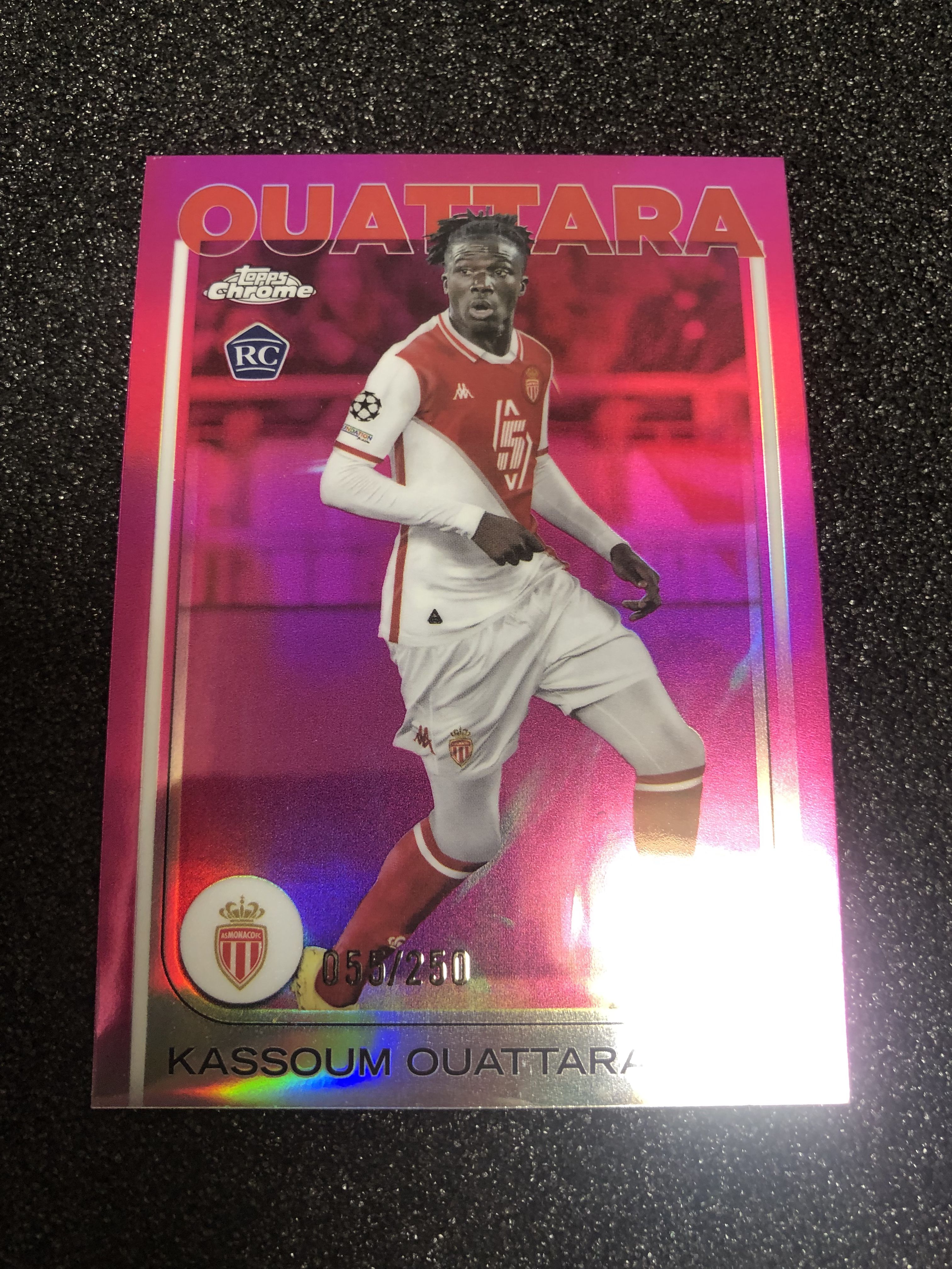 2024-25 Topps Chrome kassoum ouattara RC 欧战tc 卡苏姆-瓦塔拉 法国 摩纳哥 250编 粉折 055/250 卡品如图 凑套收藏必备