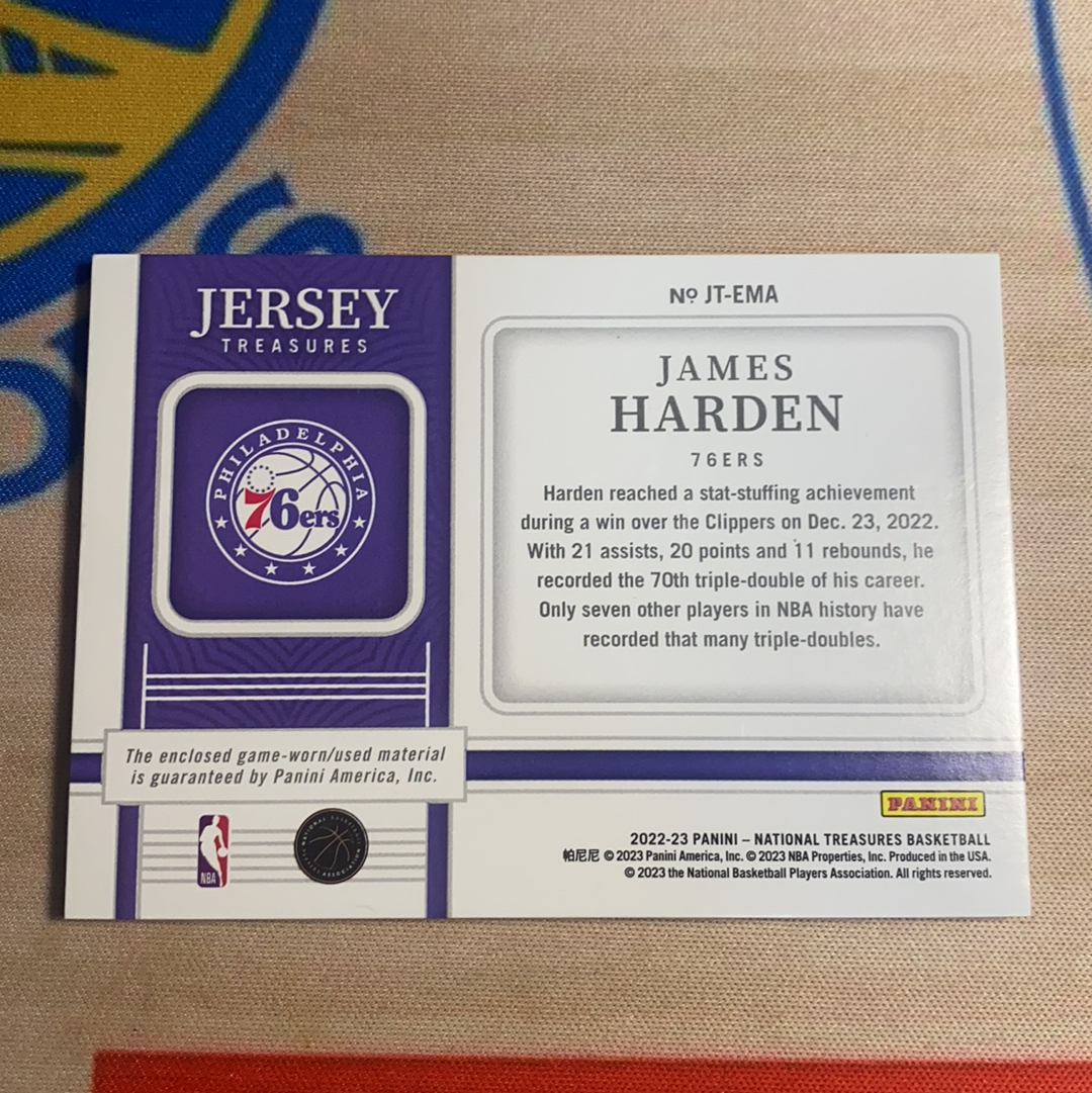 2022-23 national treasures 国宝 詹姆斯哈登 球衣 76人时期 落场球衣实物切割 物料 快船 99编 卡品如图 凑套必备