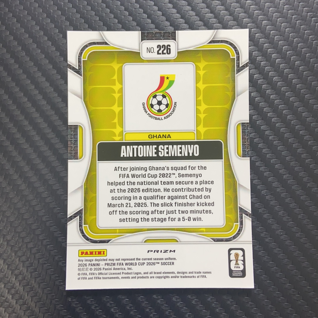 2026 Panini Prizm Fifa World Cup 只合并当天订单 卡品如图(一哥) Antoine Semenyo 塞门约 塞梅尼奥 加纳 伯恩茅斯 曼城 大象折 大比例 SSP