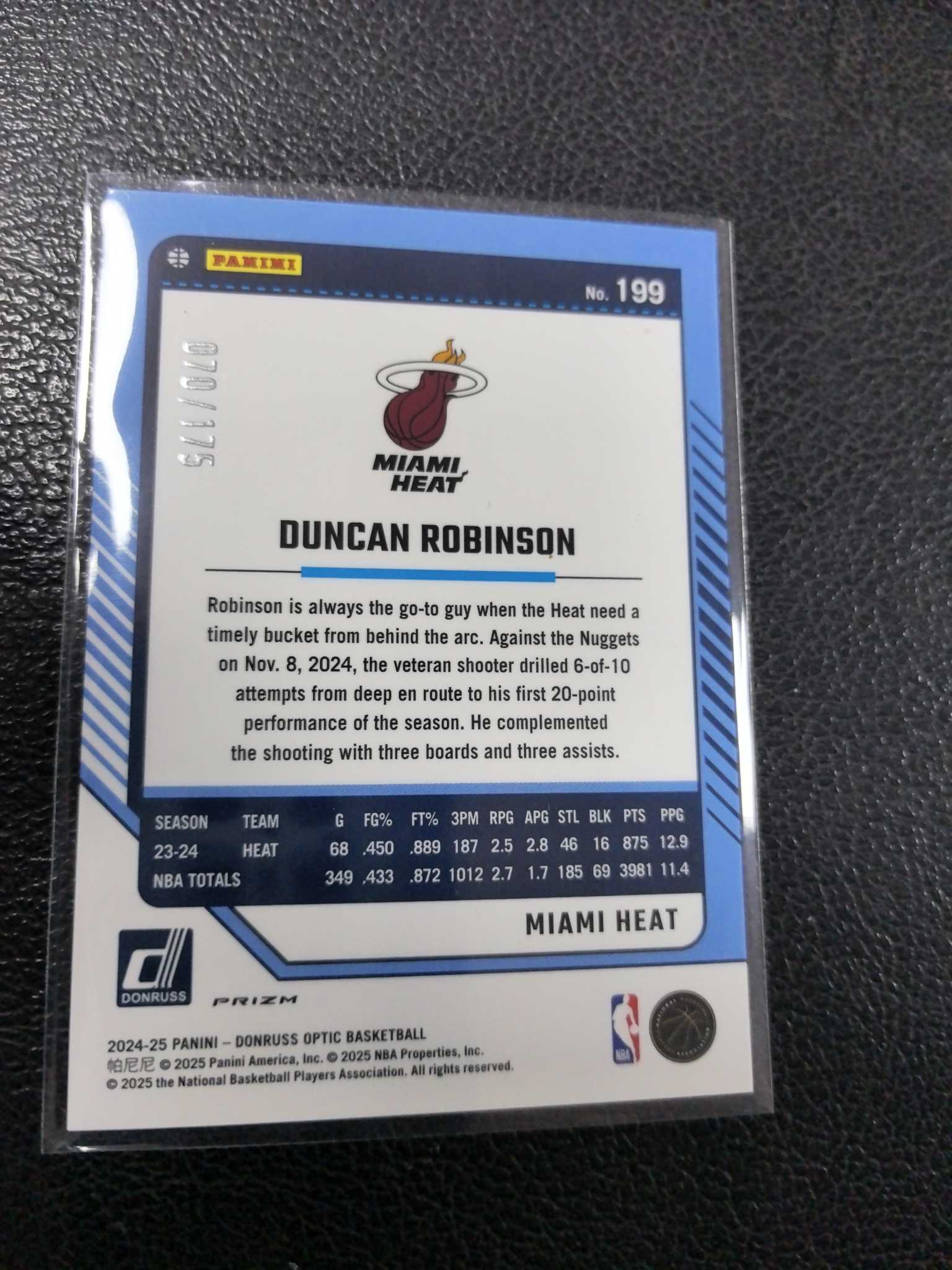 2024-25 邓肯 罗宾逊 175编 橙折 热火 折射 op 12-2