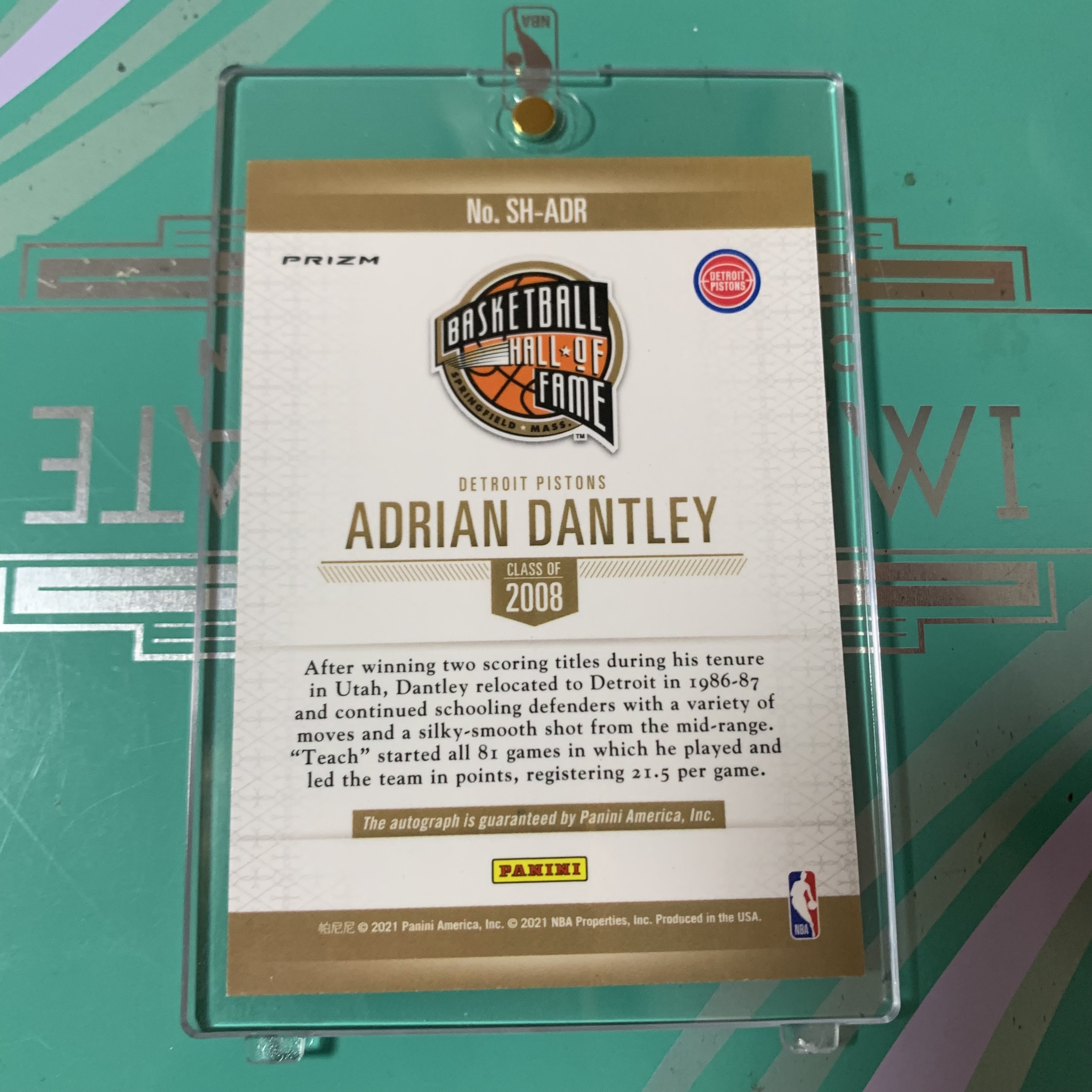 2021 Panini National Treasures Adrian Dantley 丹特利 国宝插入签字 与imm手提同属高端系列 科比杜兰特安东尼之前的联盟单打王 ps卡品小瑕