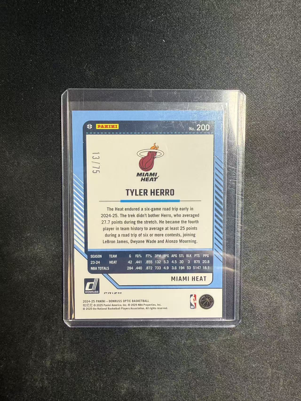 2024-25 Panini Donruss Optic Tyler Herro 杜蕾斯op 热火 泰勒 希罗 75编 黑金圈圈折 卡品如图 不保卡品 介意勿拍