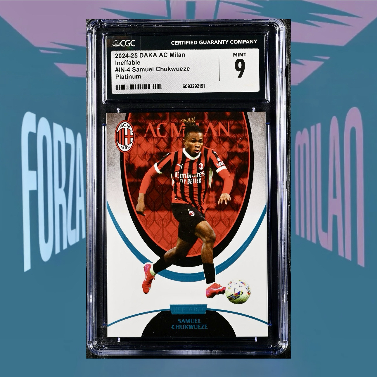 2425 DAKA AC Milan Samuel Chukwueze Platinum 1of1 1/1编 CGC-9分 湖水蓝平行 萨穆埃尔 丘库埃泽 楚克乌泽 AC米兰 达咖【奶酪】