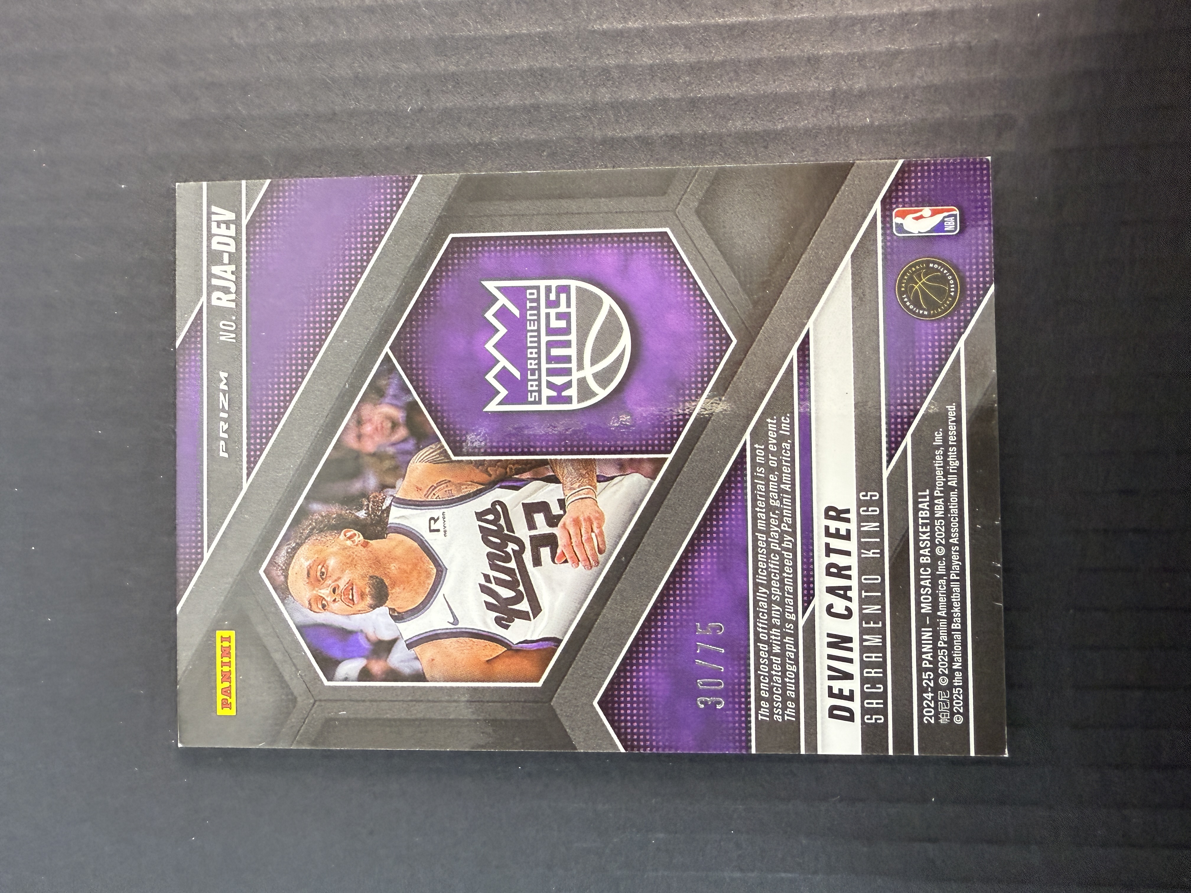 【GOAT山羊拍卖】航 2024-25赛季 马赛克mosaic系列 德文卡特 新秀铜马赛克折光谱rpa /75 国王新星 品相如图