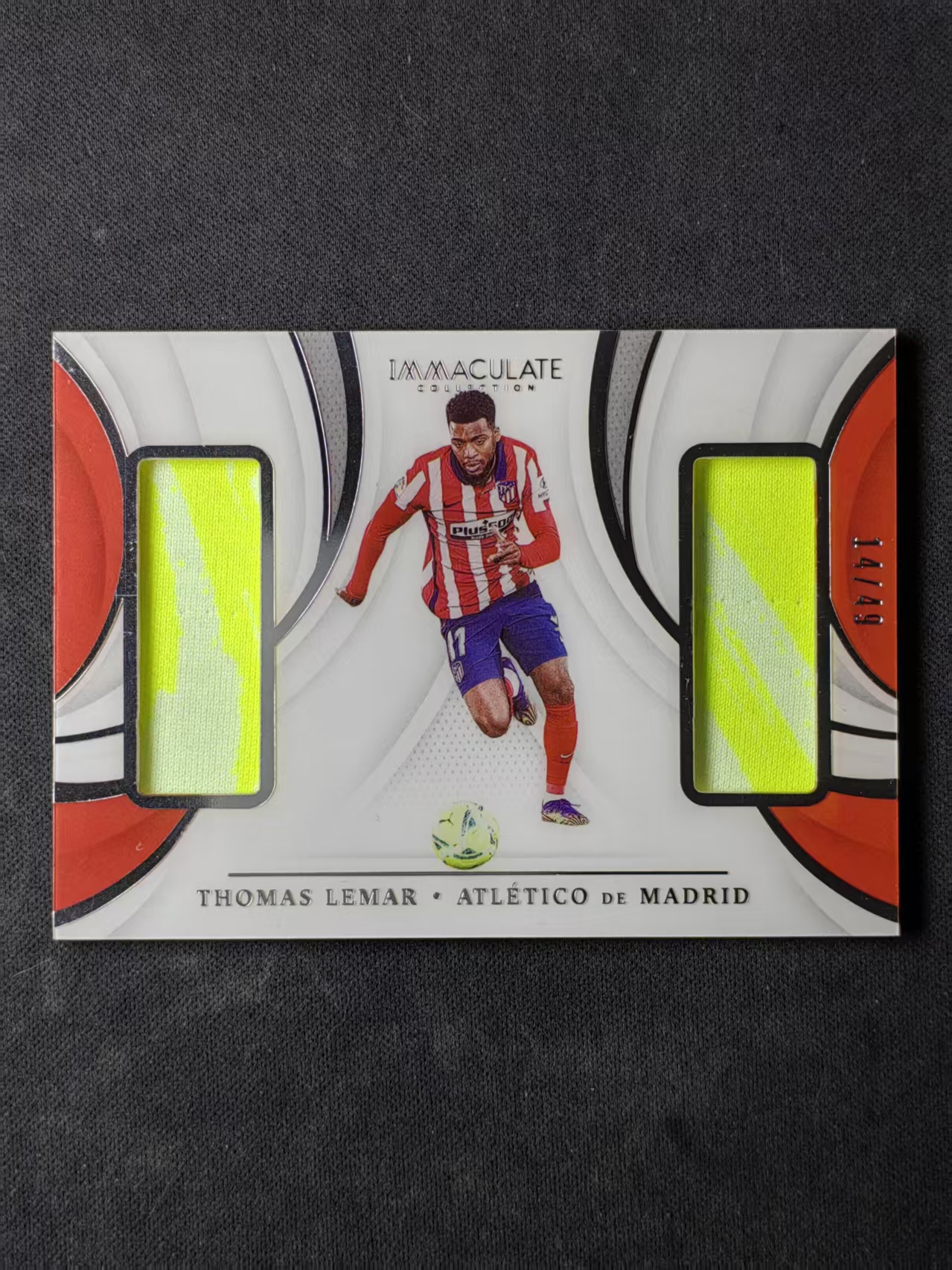 2021 Panini Immaculate Thomas Lemar 【林林拍卖tiffany】imm系列 西甲 马德里竞技 马竞 勒马尔 14/49编 双窗 球衣实物物料