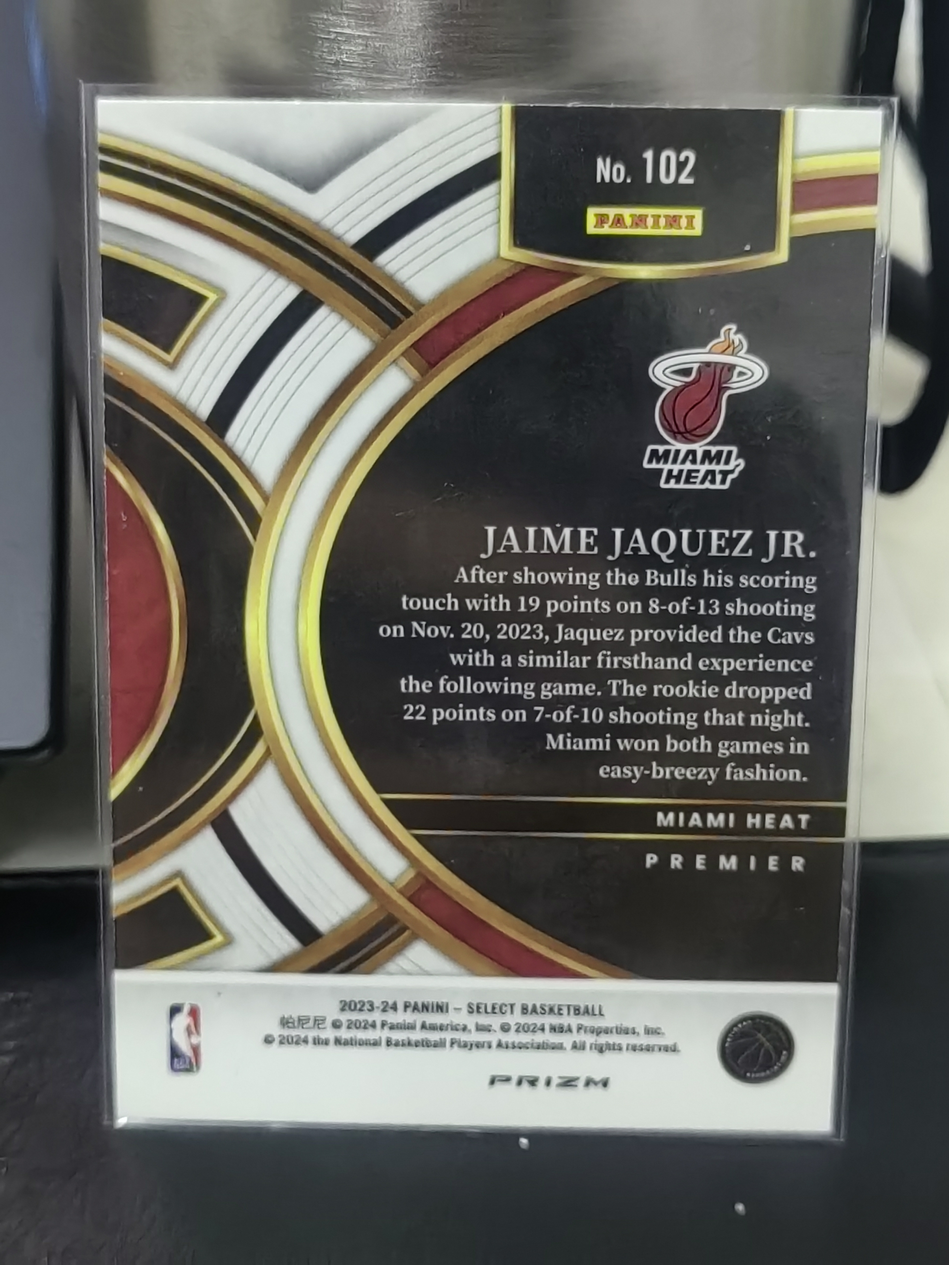 2023-24 Panini Select Jaime Jaquez Jr. RC Select 新秀 橙折 橙熔岩折 小海梅 哈克斯 热火 篮 白边白角 不保卡品 卡品如图