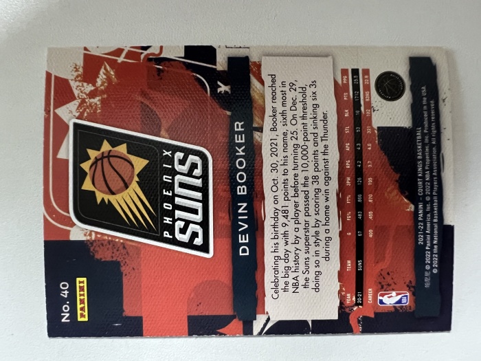 2022 Panini Court Kings Devin Booker 德文布克 太阳 油画 收藏凑套 卡品如图
