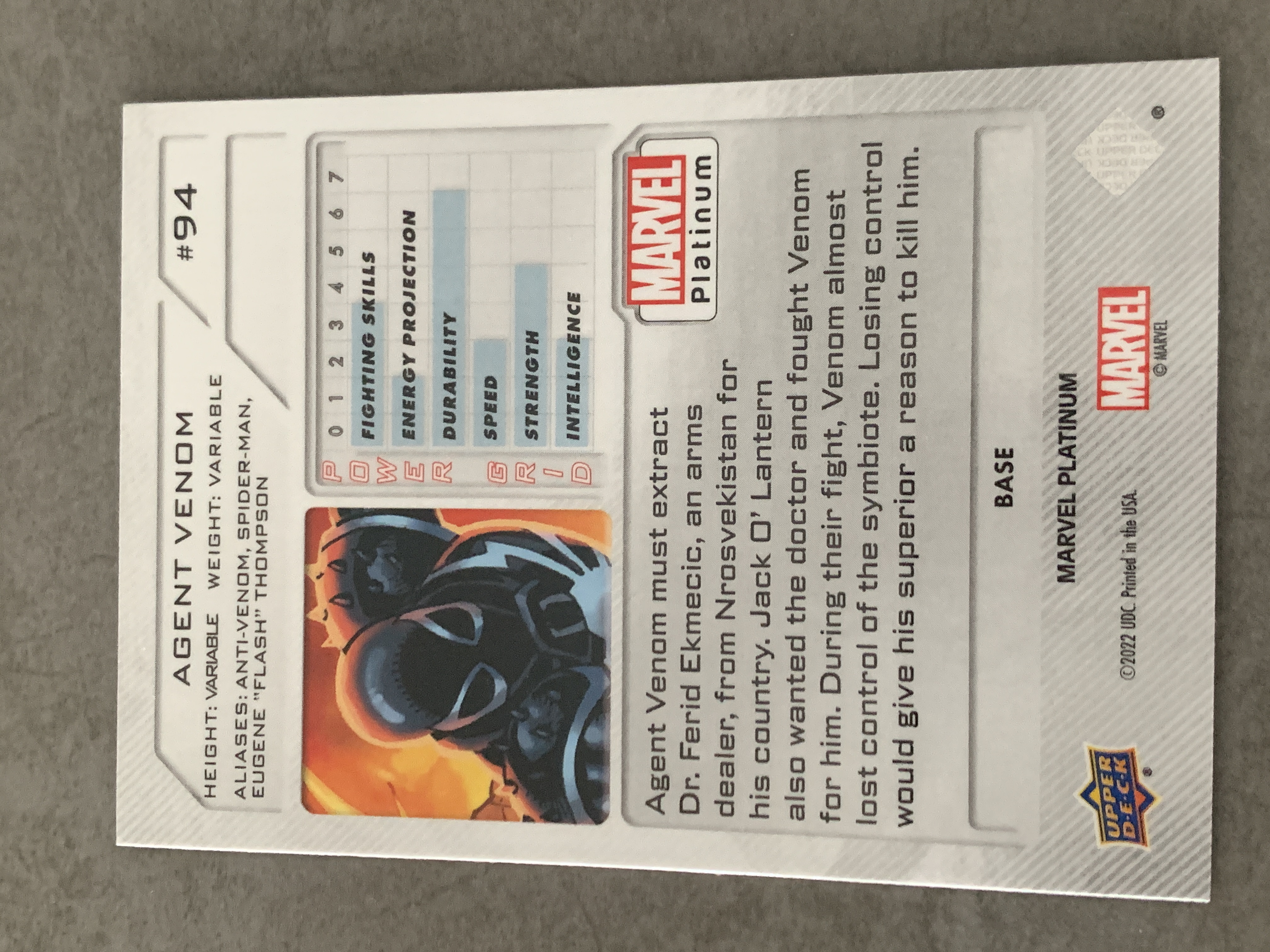 (A8) 2022 UPPER DECK 漫威 BASE 毒液特工 实卡好看 收藏凑套必备 卡品如图 !!!