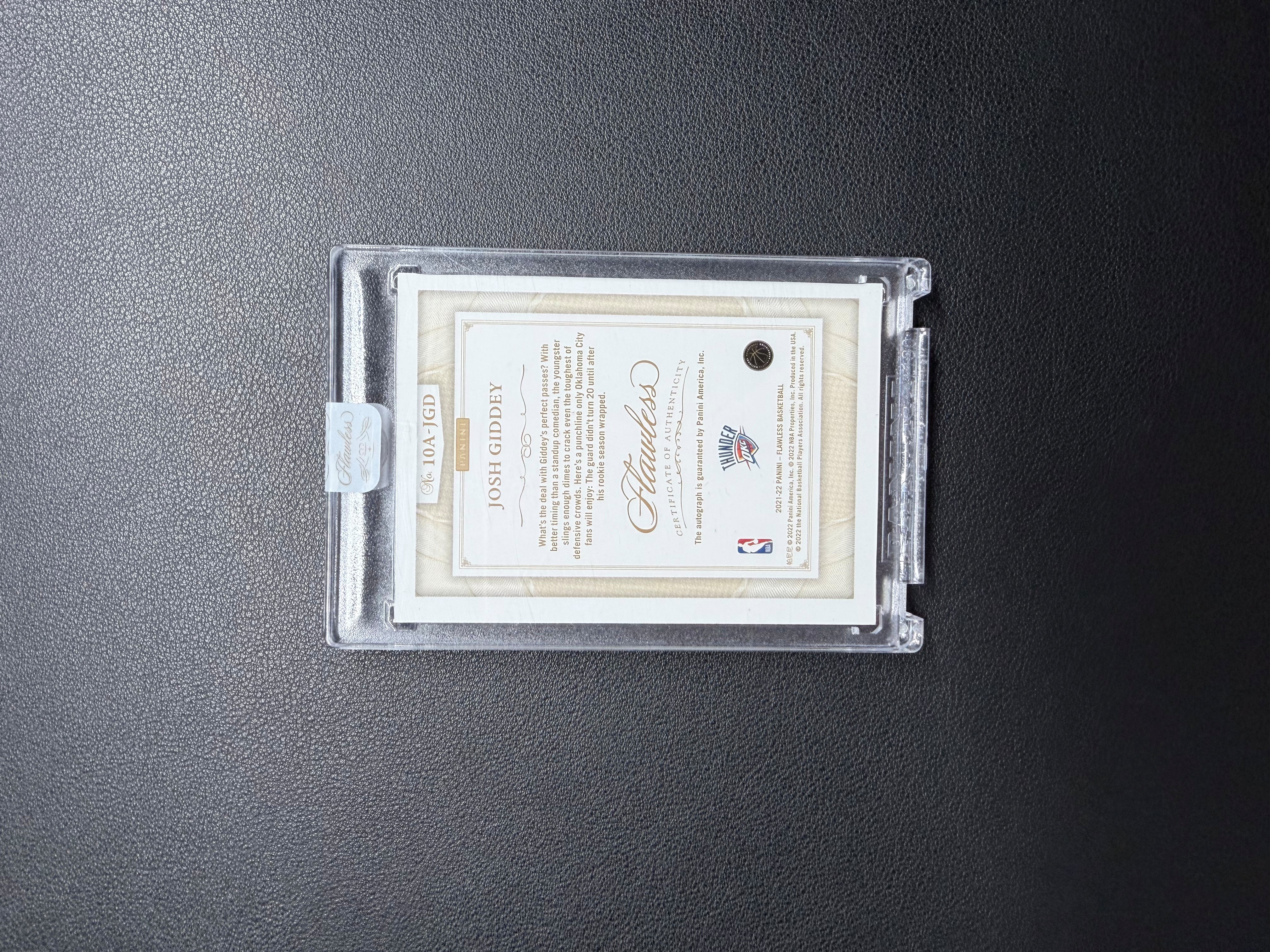 2021-22 Panini Flawless Josh Giddey RC 约什 吉迪 手提系列 新秀 10周年 金版10编 首编 卡签 签字 雷霆选图 公牛核心 三双 状态炸裂 原封砖 未来可期