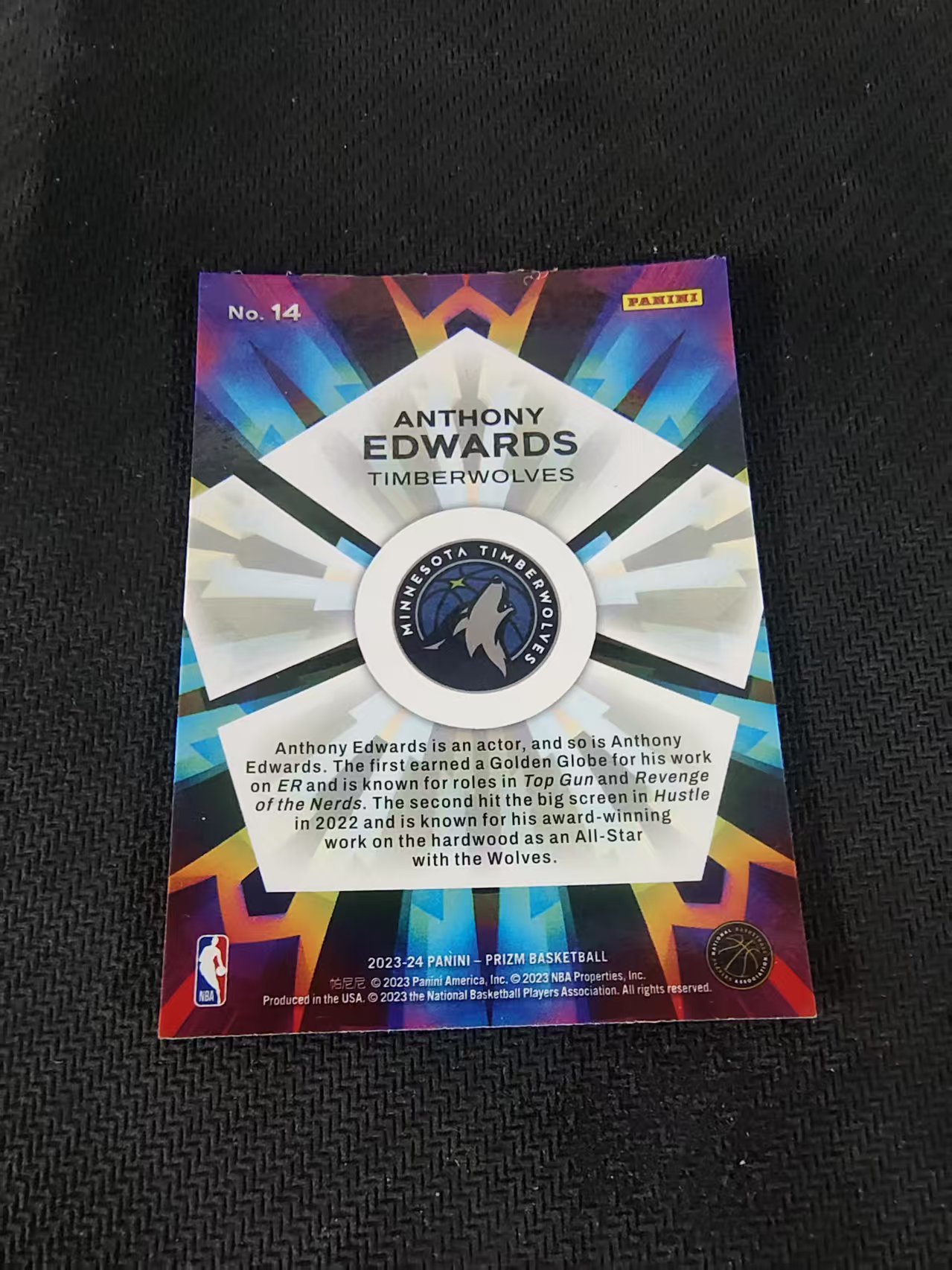 【可合并,不累计】2023-24 Panini Prizm Anthony Edwards 森林狼 安东尼 爱德华兹 狼王 万花筒特卡 PZ 划痕 边角微瑕 介意勿拍 #14