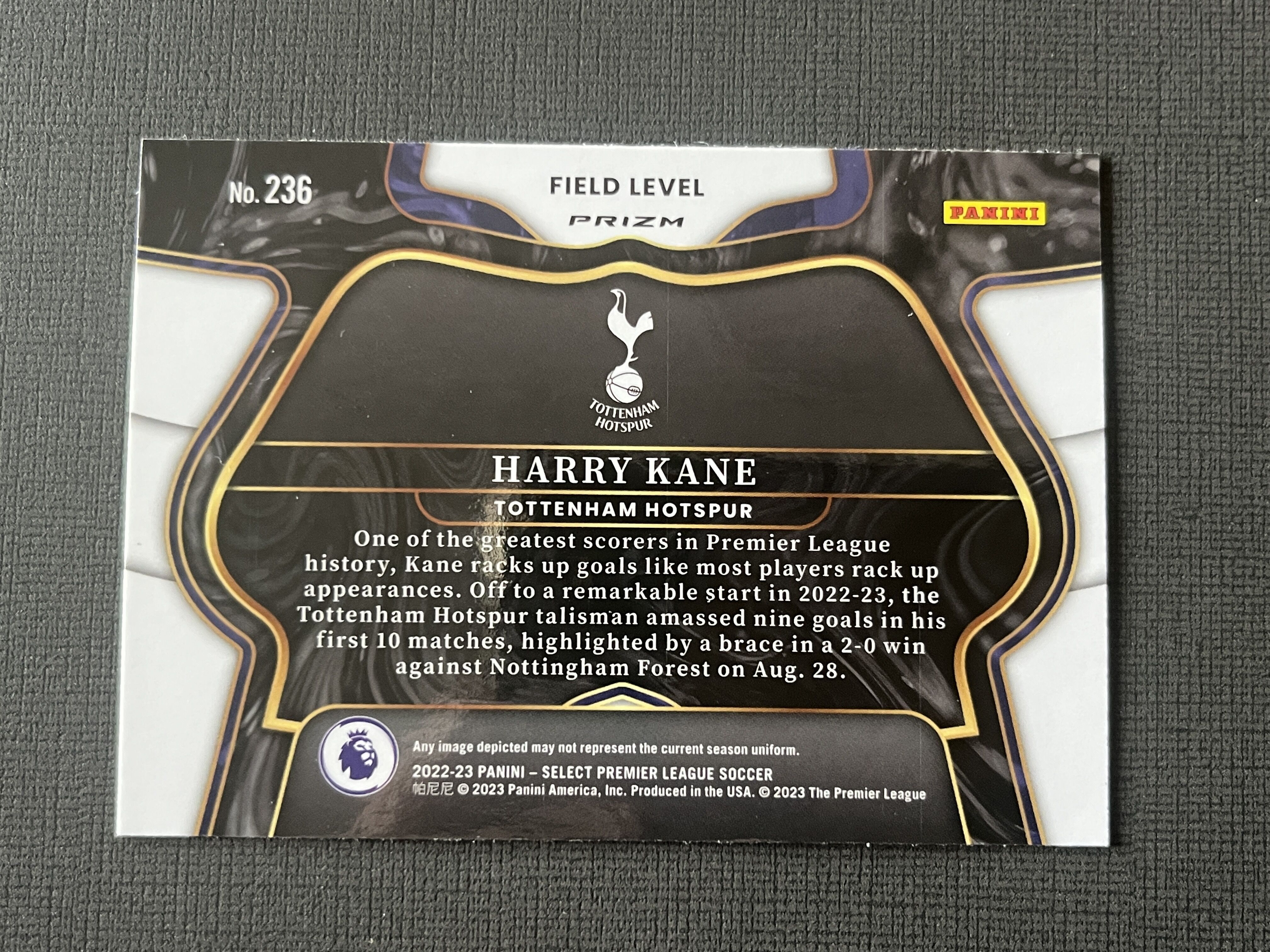 2022-23 Panini Select Harry Kane 英超 哈里 凯恩 热刺 三级 base 银折 背面印刷线