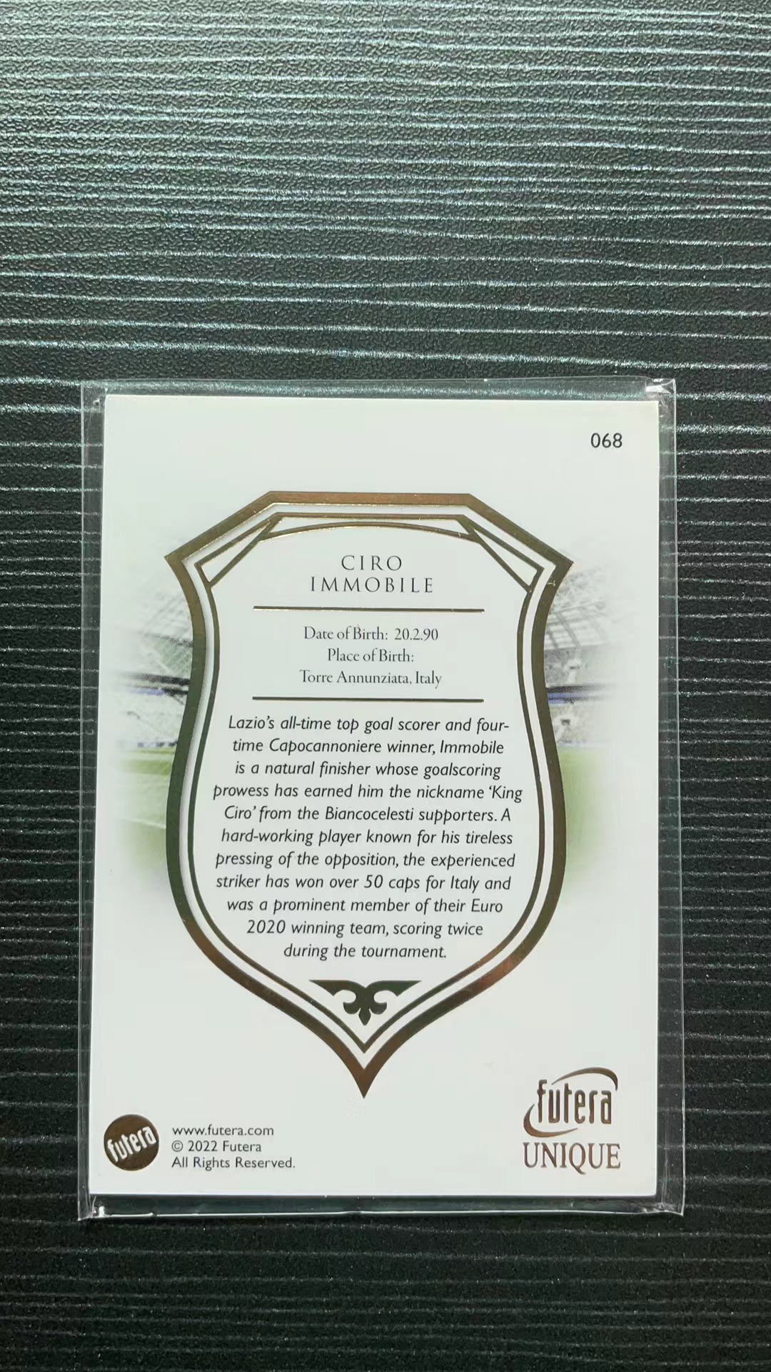 2022 Futera Futera Unique Ciro Immobile 2022赛季 福特拉 意大利 前锋 奇罗 因莫比莱 金平行 No.68