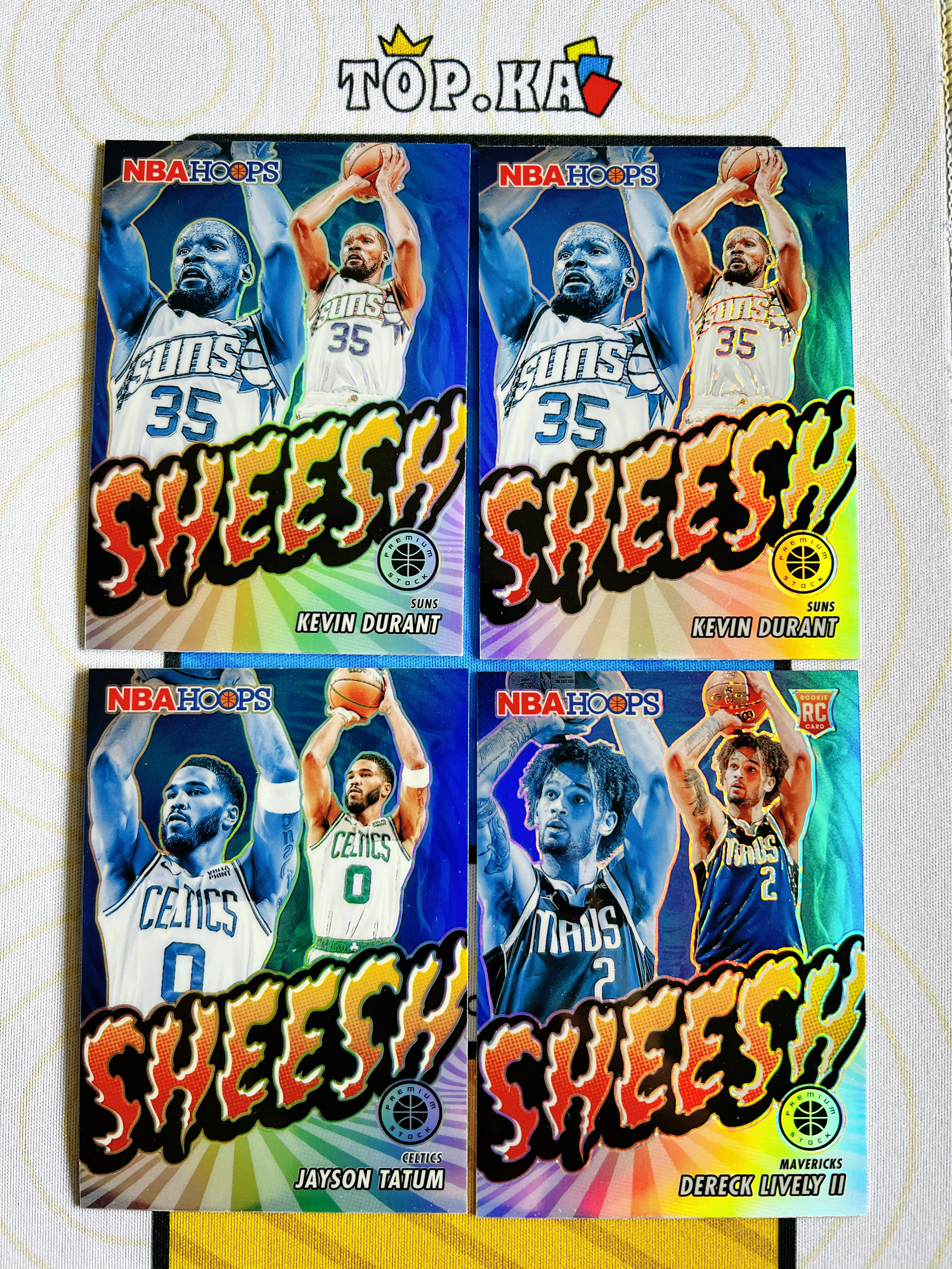 【顶尖卡社】2021-22 Panini NBA Hoops 凯文 杜兰特 +塔图姆 + 莱夫利 银折 折射 SHEESH 特卡 一图4张打包 详情看描述 lot不保卡品【凯里】