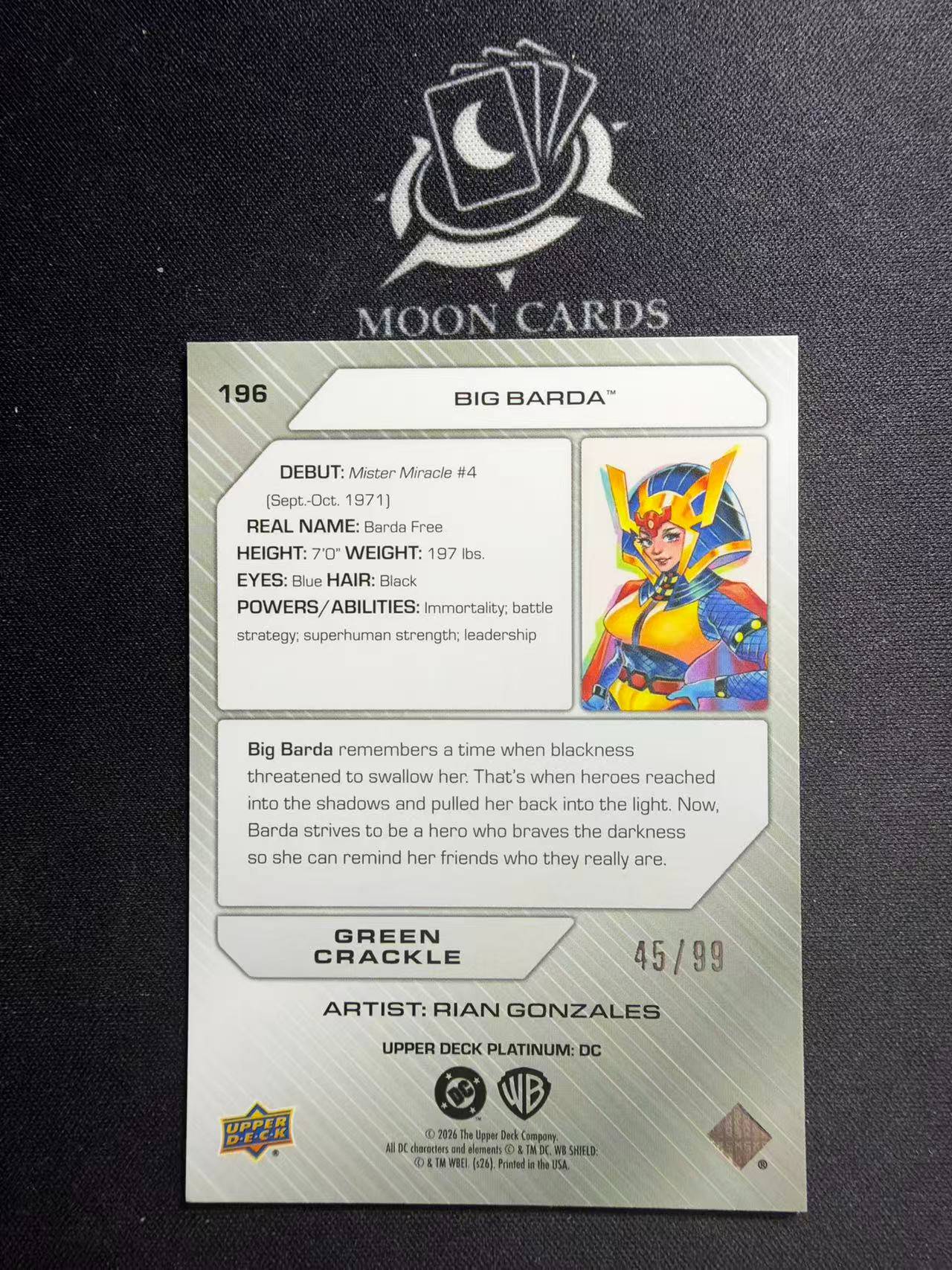 【梦卡拍卖】2026 Upper Deck Platinum 铂金 UD 华纳DC Big Barda 大芭达 绿碎冰折 99编 折射 细节如图 #Ci# 强藏海