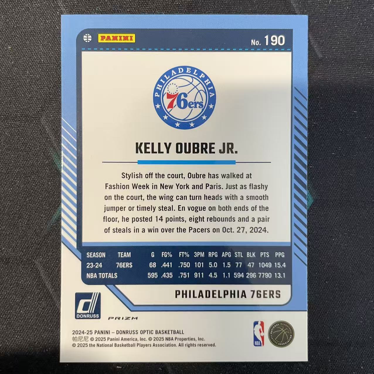 2024-25 Panini Donruss Kelly Oubre Jr. 【阿福代卖】小凯利 乌布雷 76人 杜蕾斯op 橙折 收藏必备(行行行A)