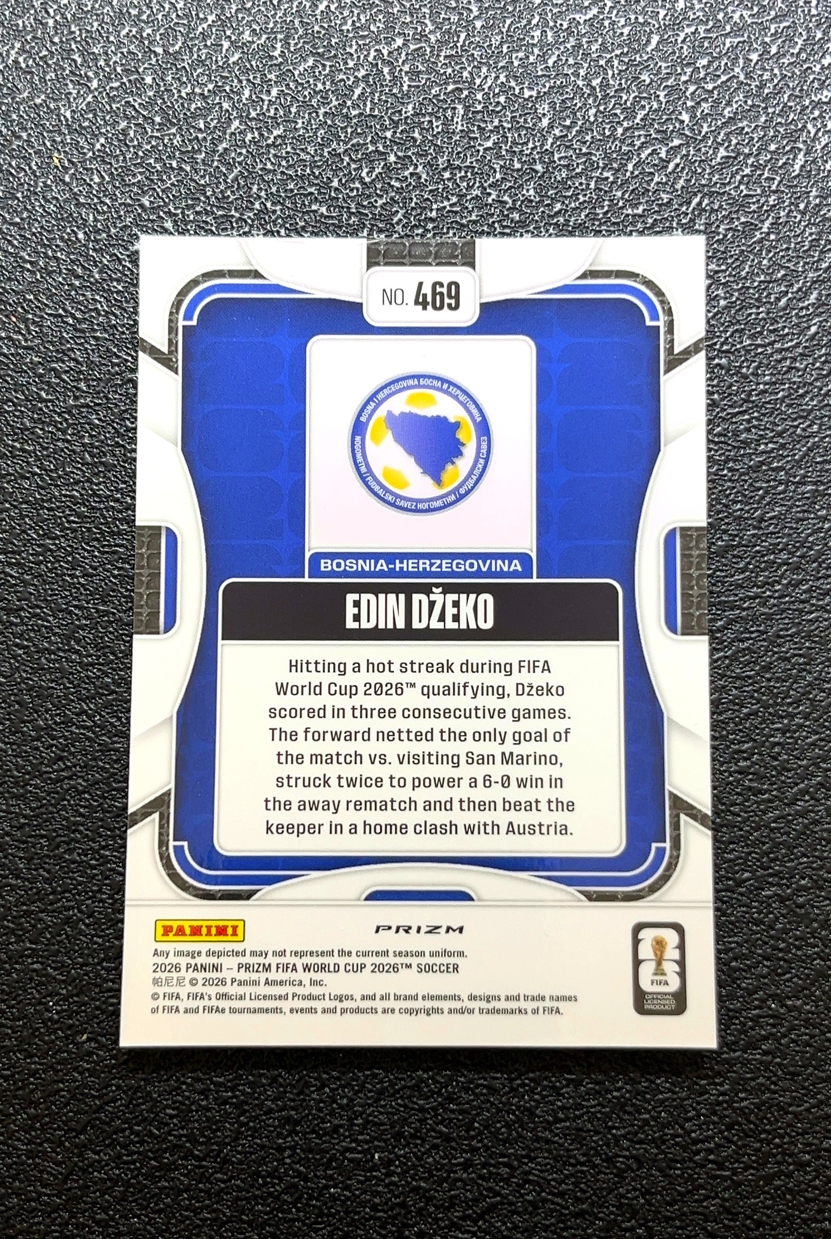 【岛屿拍卖】2026 Panini Prizm Edin Džeko 埃丁·哲科 银折 折射 卡品如图 高价值 #469 Bosnia and Herzegovina 0005#508