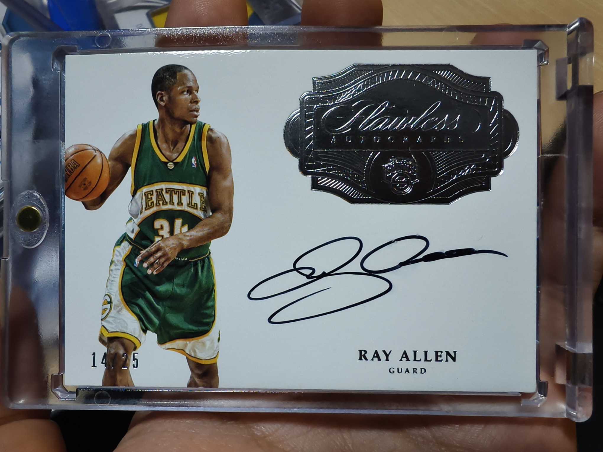 2016-17 Panini Flawless Ray Allen 手提 超音速 雷阿伦 25编 银平行 签字【A-p总-s】6【超新星代卖】B