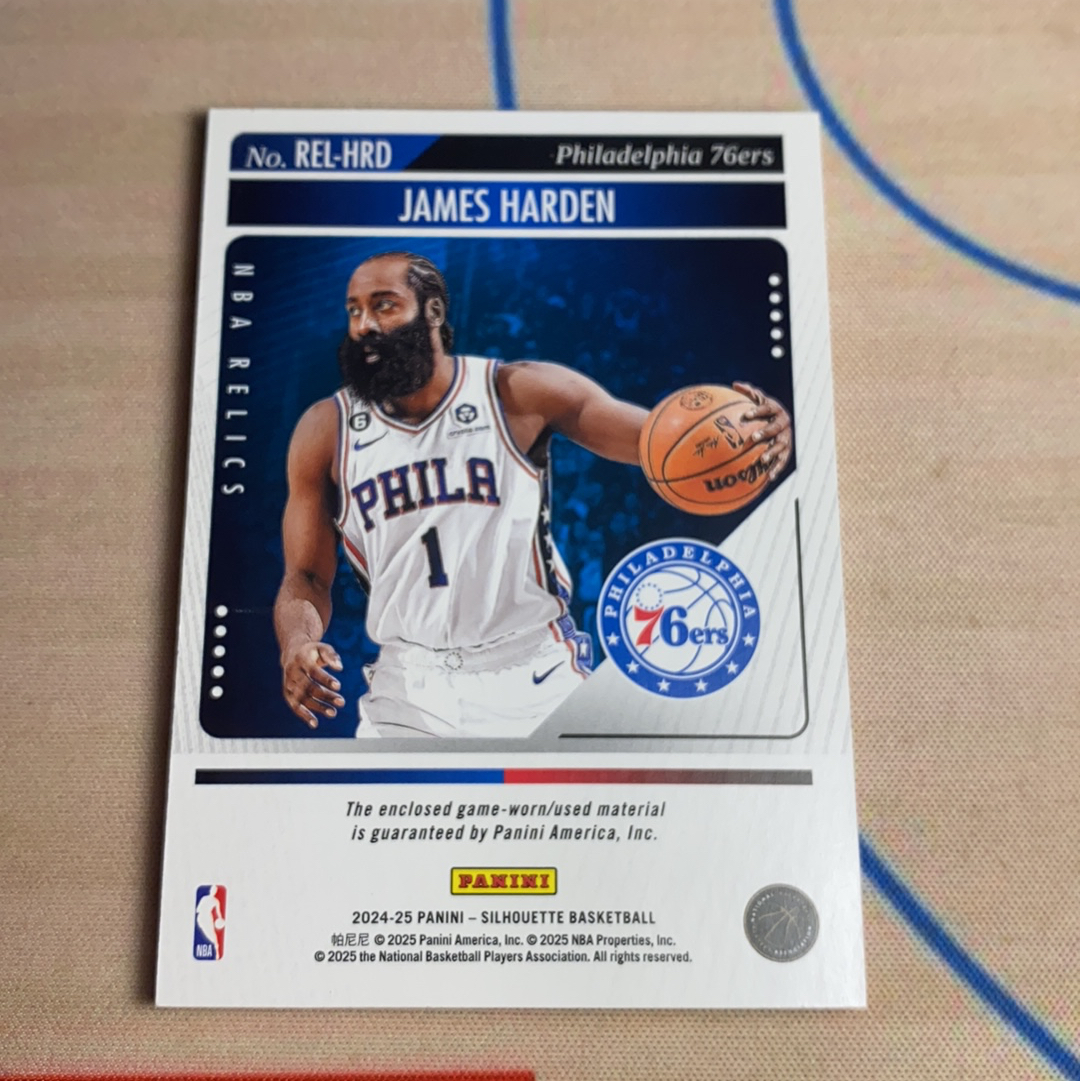 2024-25 Panini Silhouette James Harden 银平行 76人 詹姆斯 哈登 小窗物料 亲穿gu 剪影系列 卡品如图 凑套必备
