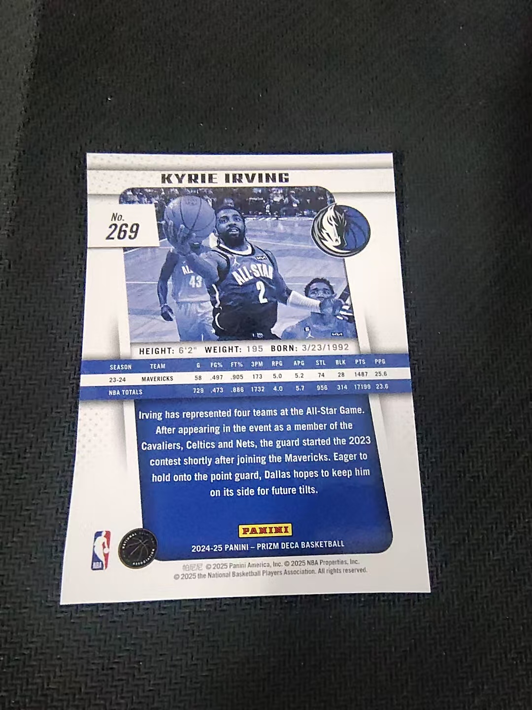 【可合并,不累计】2024-25 Panini Prizm deca Kyrie Irving 独行侠 凯里欧文 元年复刻 全明星 PZ 划痕 边角瑕疵 #269