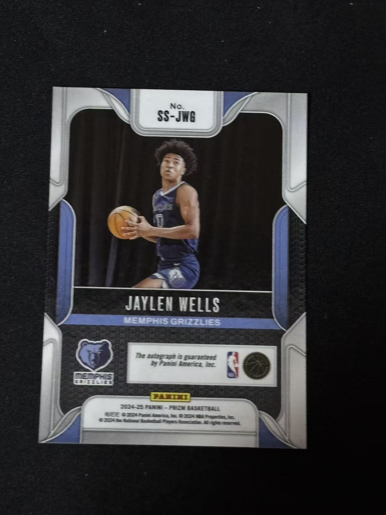 2024-25 Panini prizm Jaylen Wells RC 【磊子球星卡】灰熊 新秀RC 杰伦威尔斯(JAYLEN WELLS)签字 base 未来可期