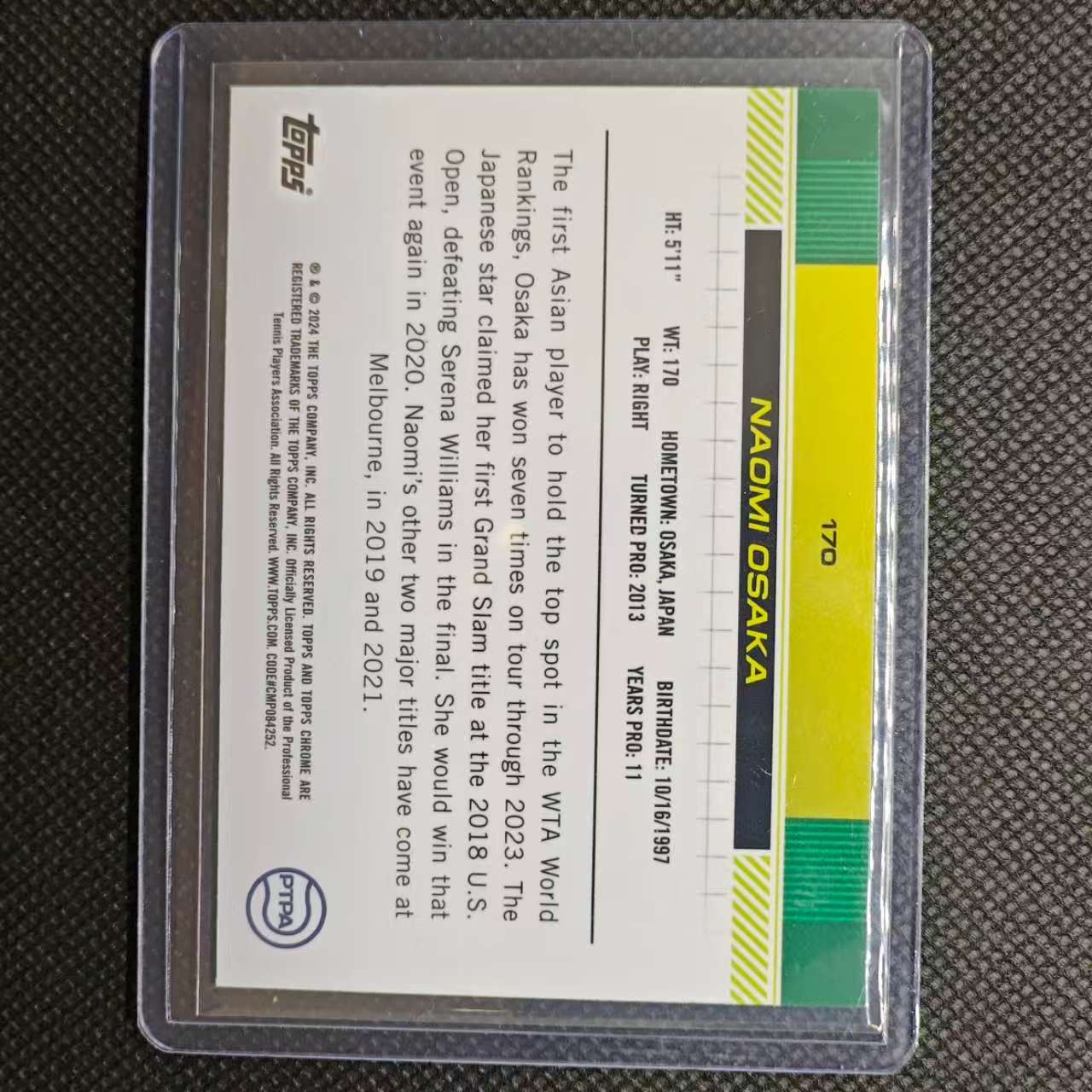 2024 Topps Chrome naomi osaka 团长#日本 大坂直美 047/499编 紫折 折射 四届大满贯单打冠军得主 前女单世界排名第一 卡品细节看图