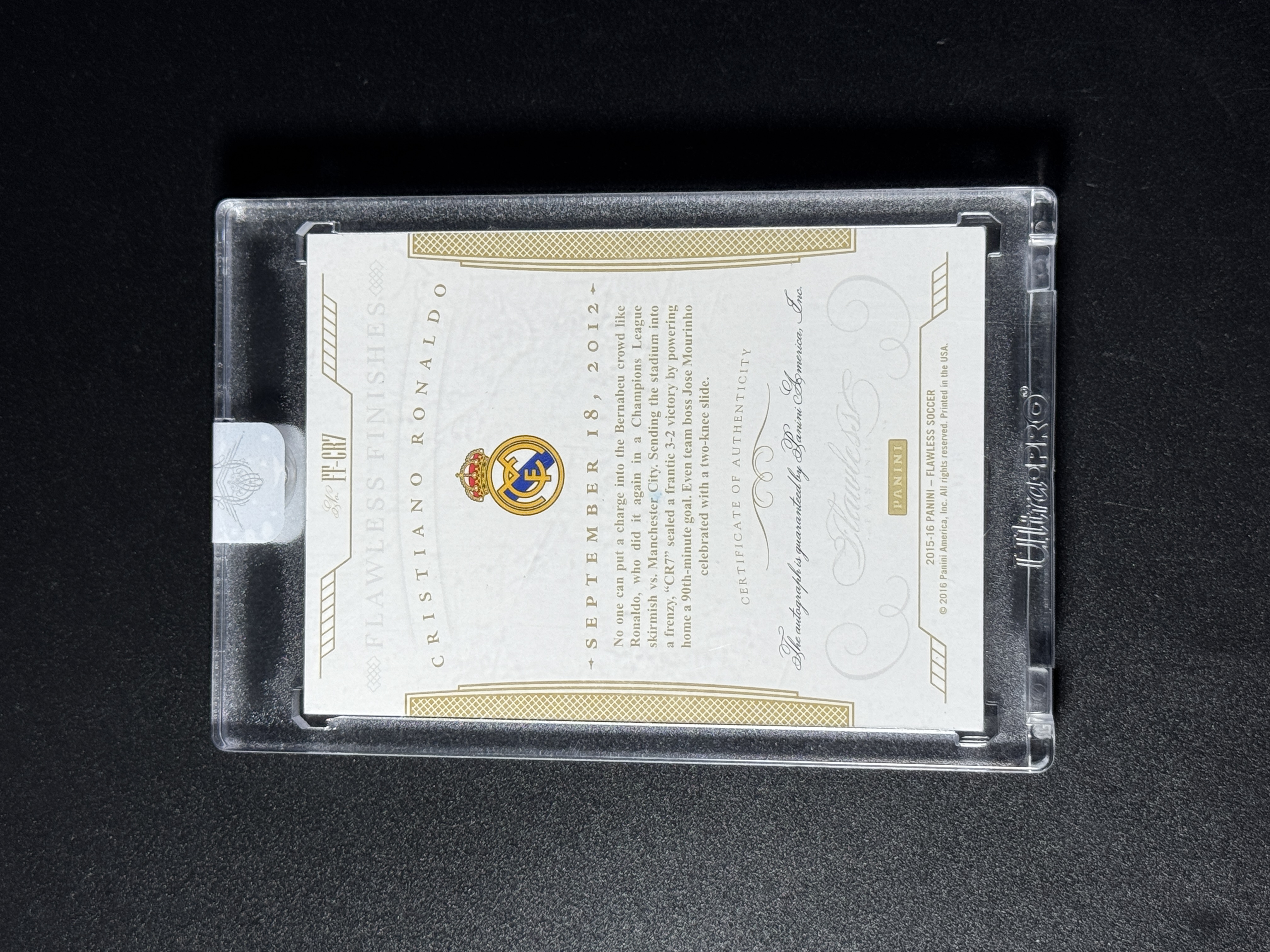 【喷子拍卖】2015-16 Panini Flawless Cristiano Ronaldo 元年手提 皇家马德里 葡萄牙巨星 C罗 罗纳尔多 绝杀 签字 15编 中国红 卡签 最经典庆祝选图 大hit卡 完美签 原封砖 送订制壳 乔老爷