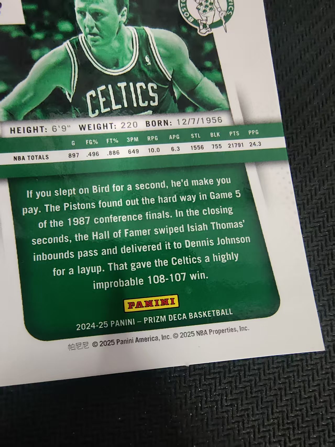 【可合并,不累计】2024-25 Panini Prizm Larry Bird DECA 凯人特人 拉里伯德 PZ 复刻 划痕 边角瑕疵 #203