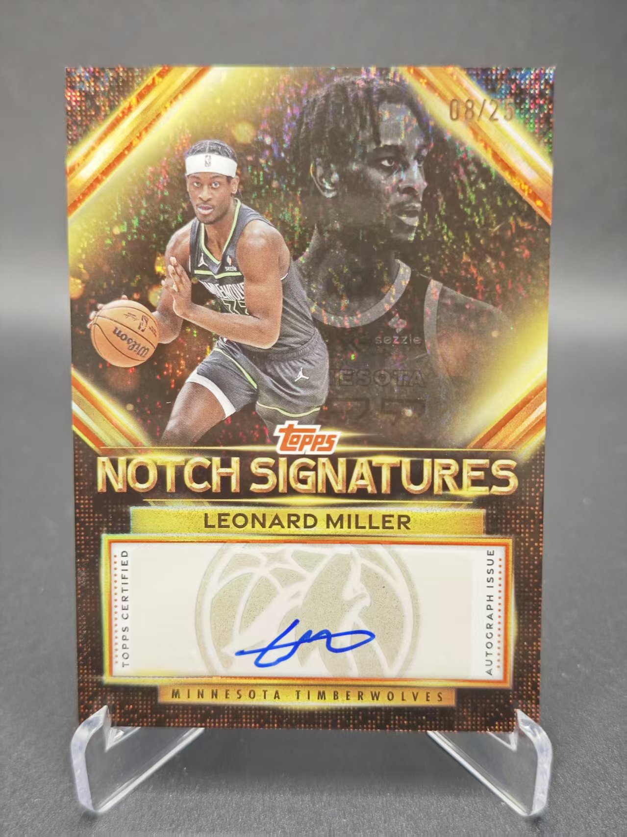 2025 【六六代卖 预付快速回款】 TOPPS Leonard Miller RC 伦纳德 米勒 森林狼 08/25编 新秀 签字 折射(套子001)