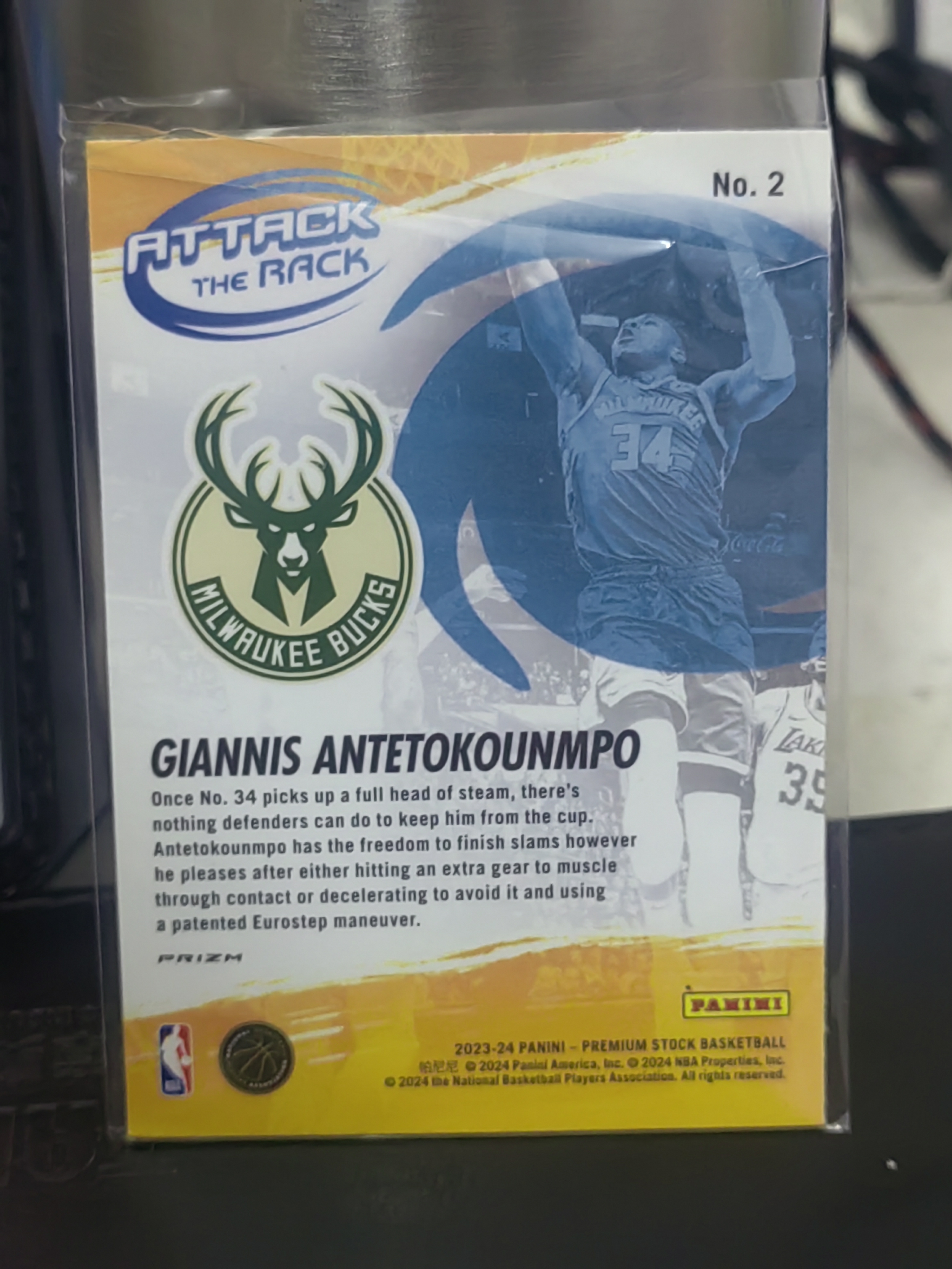 2023-24 Panini Premium Stock Giannis Antetokounmpo Hoops 银折 扬尼斯 阿德托昆博 字母哥 雄鹿 ATTACK THE BACK 篮 不保卡品