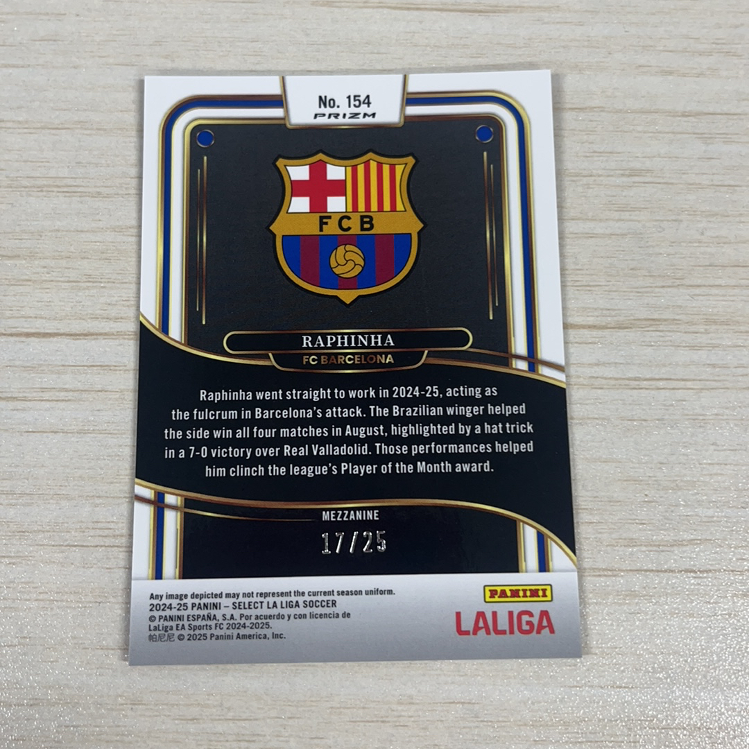 【小牛代拍】2024-25 Select Raphinha 西甲 巴塞罗那 巴萨 拉菲尼亚 二级 扎染 25编 低编 卡品如图(一哥)