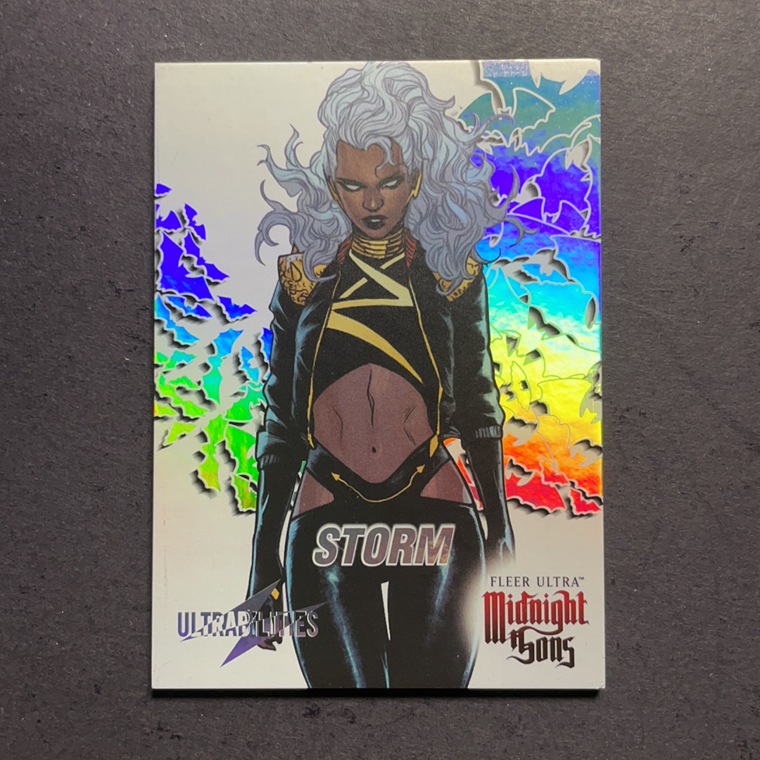 2024 Fleer Marvel (MCU) 午夜之子 风暴女 UB超能力星星折射特卡 比例1:18 序号20of30 2023 UD漫威漫画Fleer Ultra午夜之子 粉条代拍
