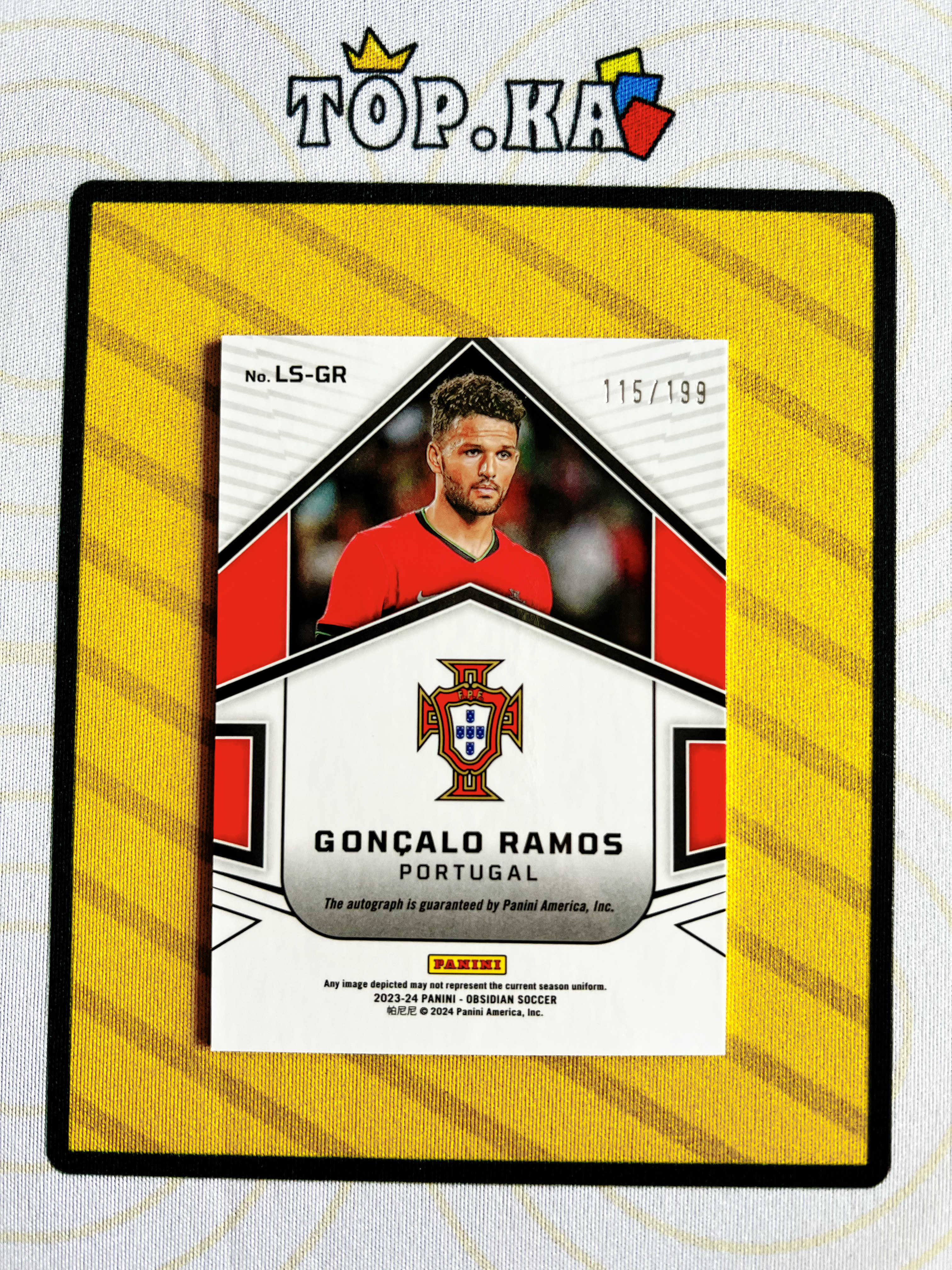 【顶尖卡社】 2023-24 Panini Obsidian Goncalo Ramos 黑曜石 冈萨洛 拉莫斯 葡萄牙 巴黎圣日耳曼 本菲卡 199编 签字 签名 详情看描述 卡品如图【LIUN】